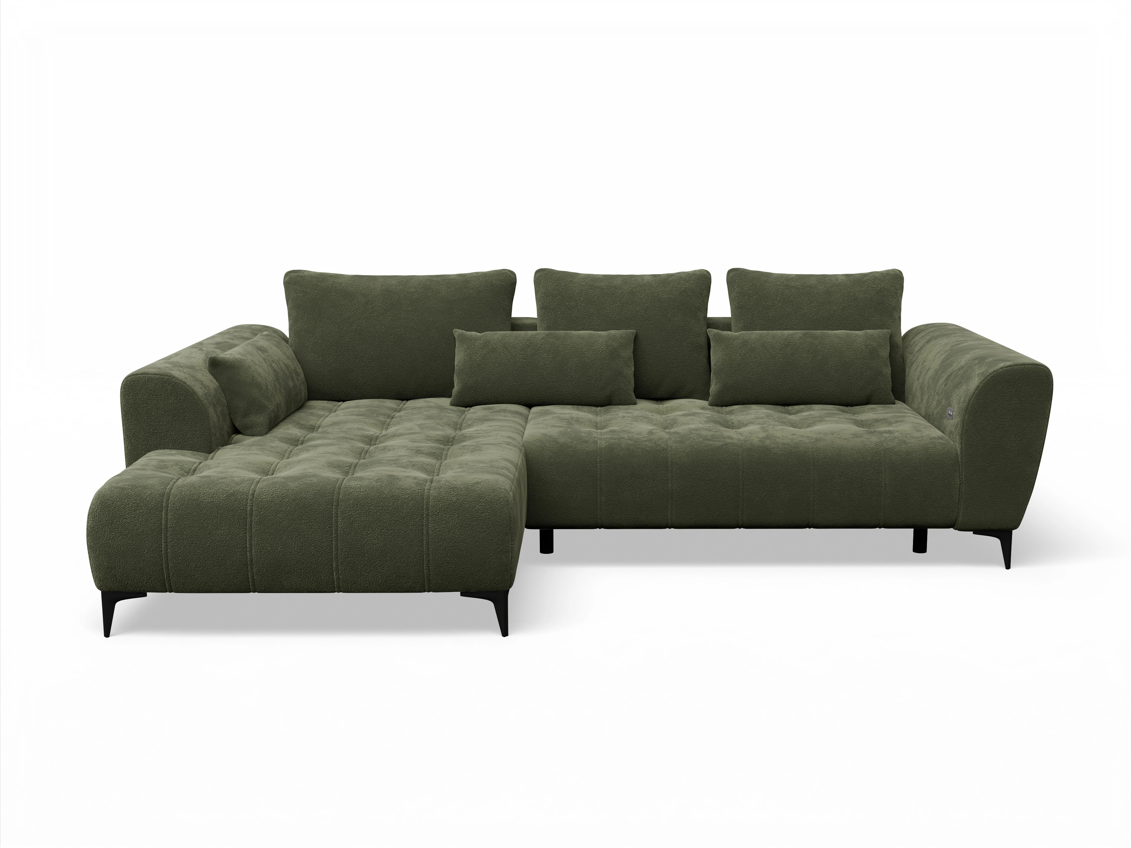 Granada OT Small L Ansicht des Produktes Granada-O Ecksofa links Abschluss offen in Stoff Grün