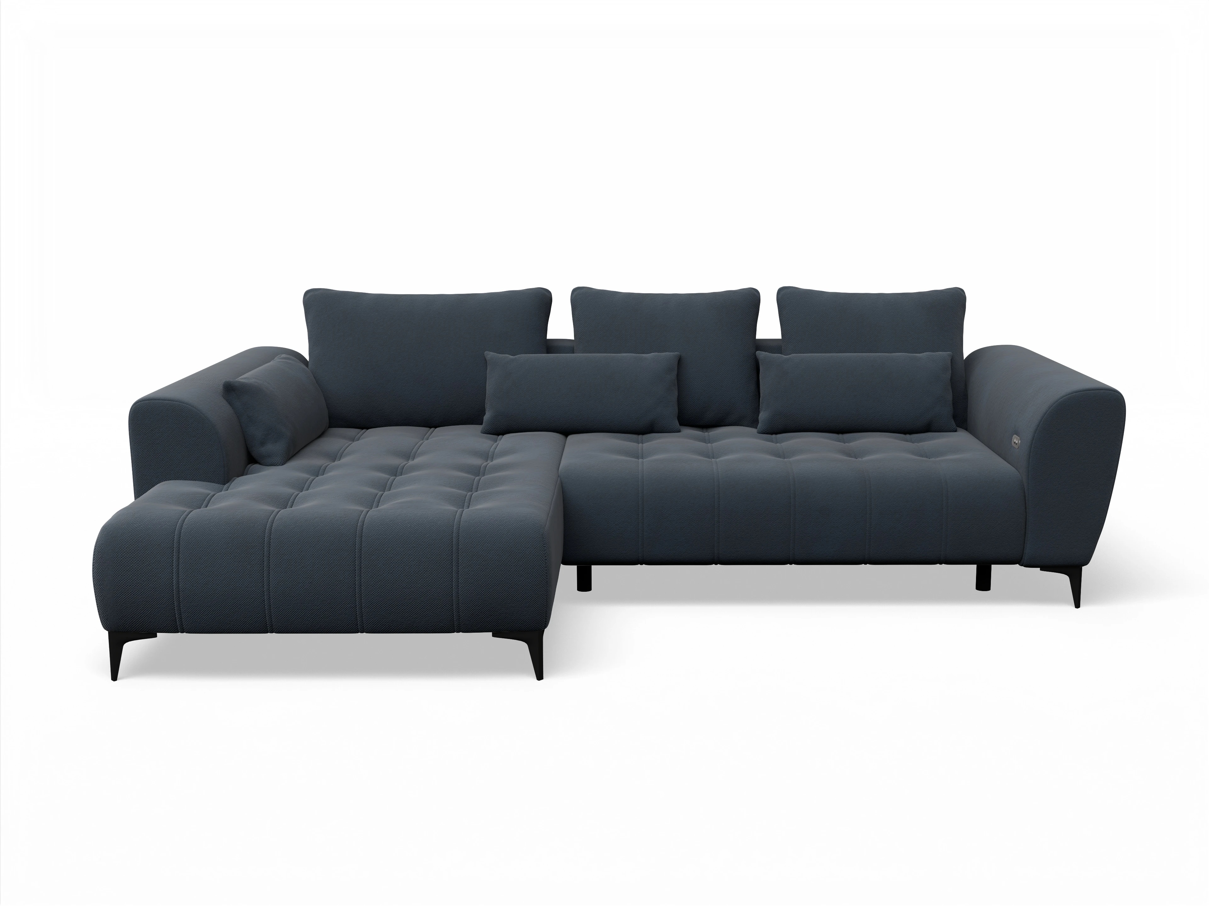 Ansicht des Produktes Granada-O Ecksofa links Abschluss offen in Stoff Blau