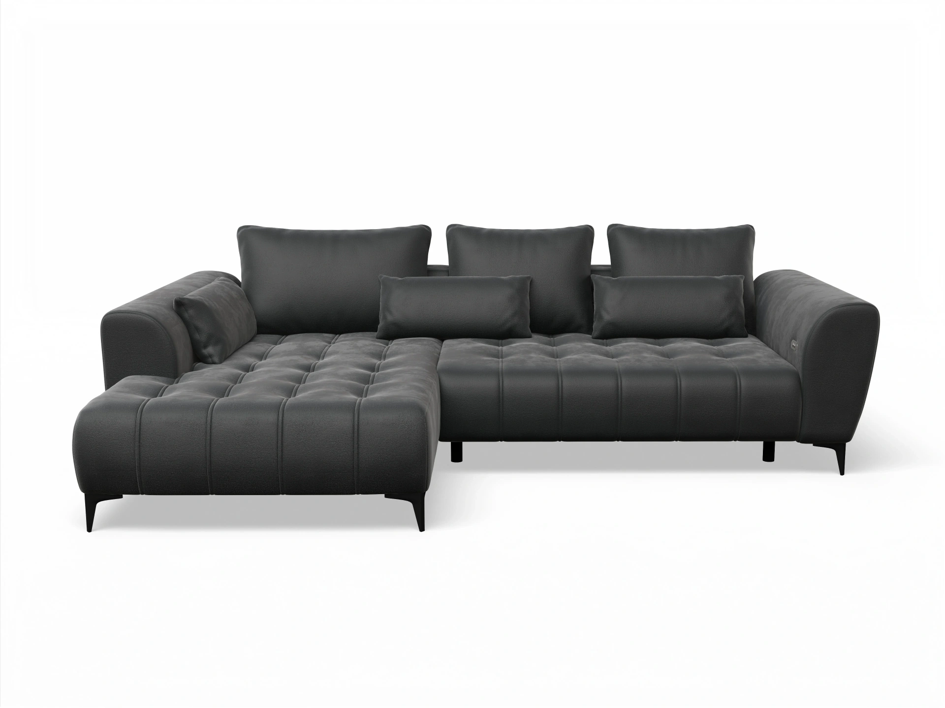 Ansicht des Produktes Granada-O Ecksofa links Abschluss offen in Stoff Schwarz