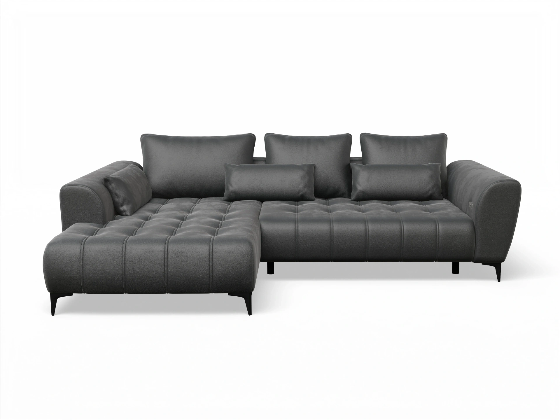 Ansicht des Produktes Granada-O Ecksofa links Abschluss offen in Stoff Grau