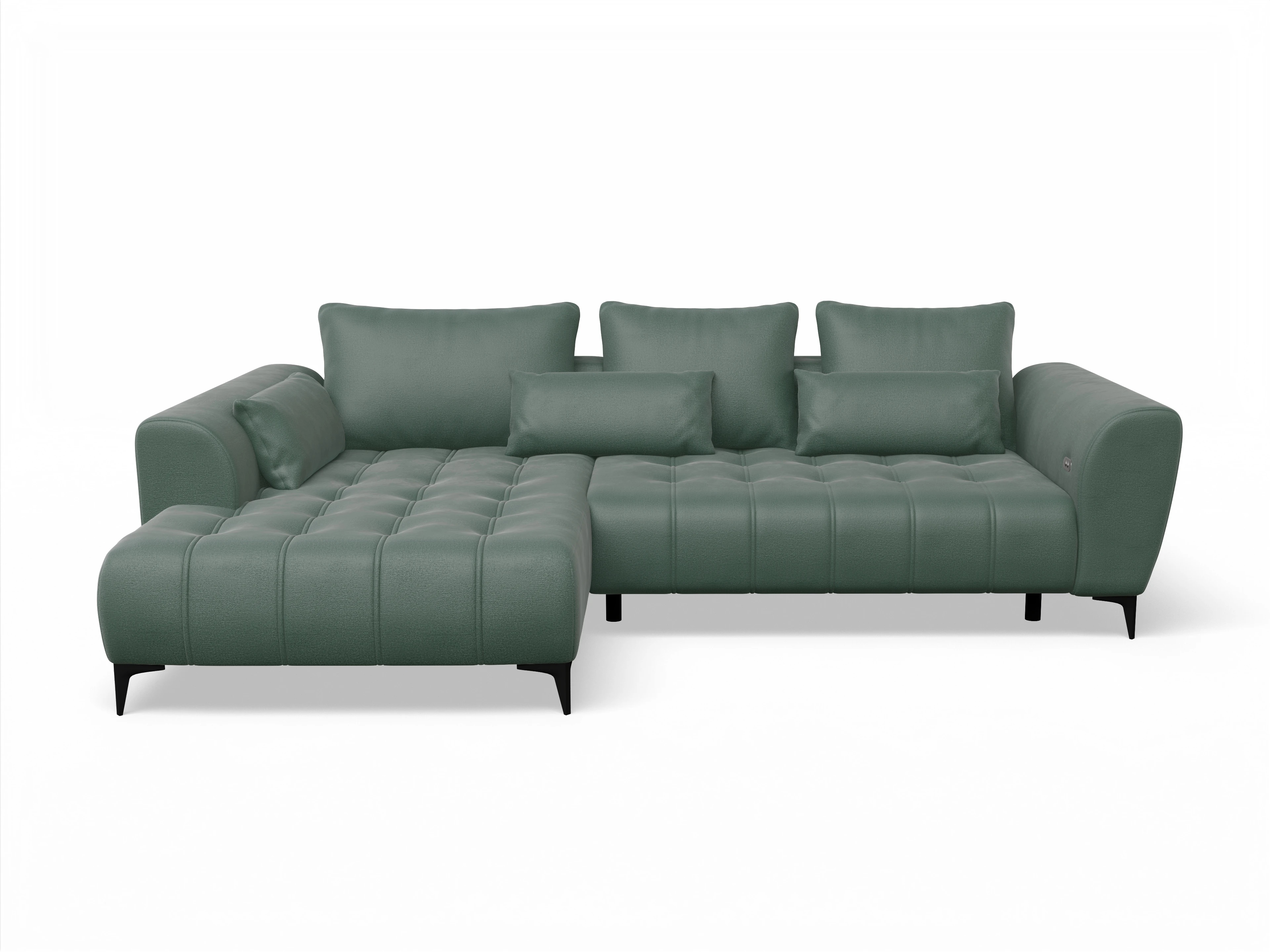 Ansicht des Produktes Granada-O Ecksofa links Abschluss offen in Stoff Grün