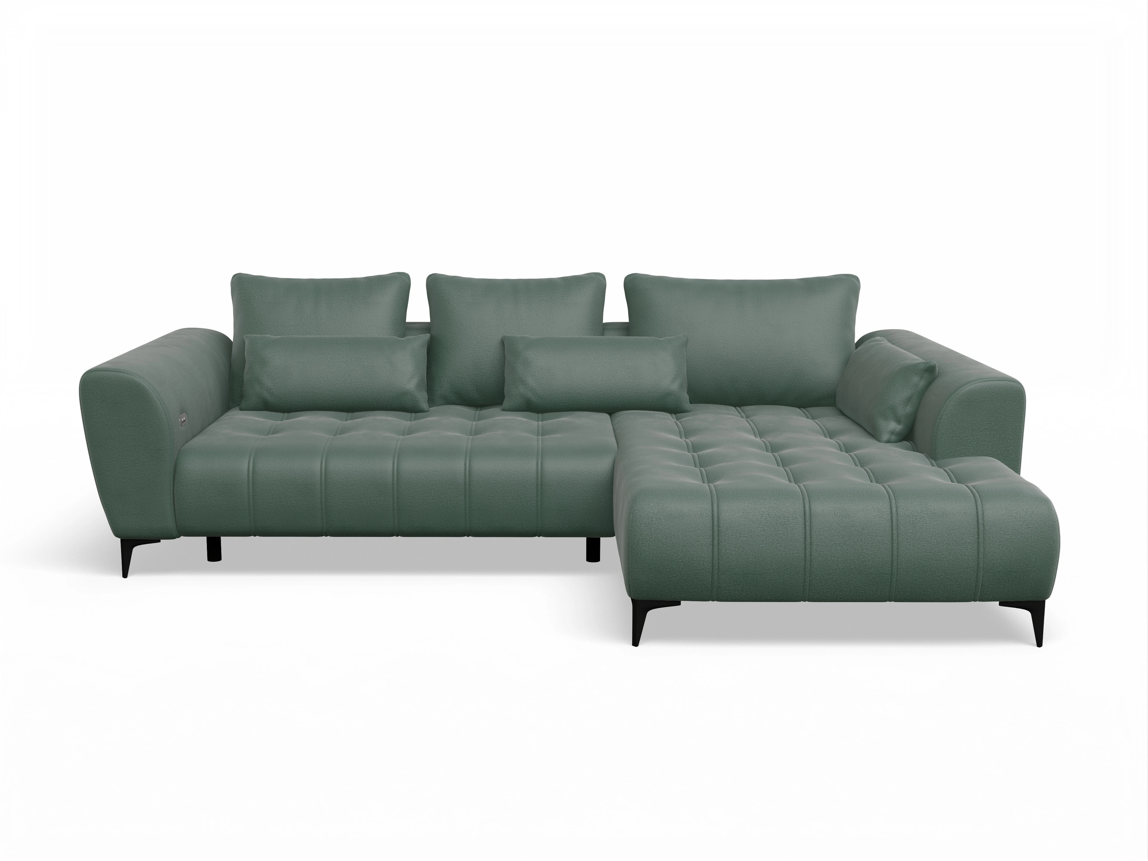 Ansicht des Produktes Granada-O Ecksofa rechts Abschluss offen in Stoff Grün