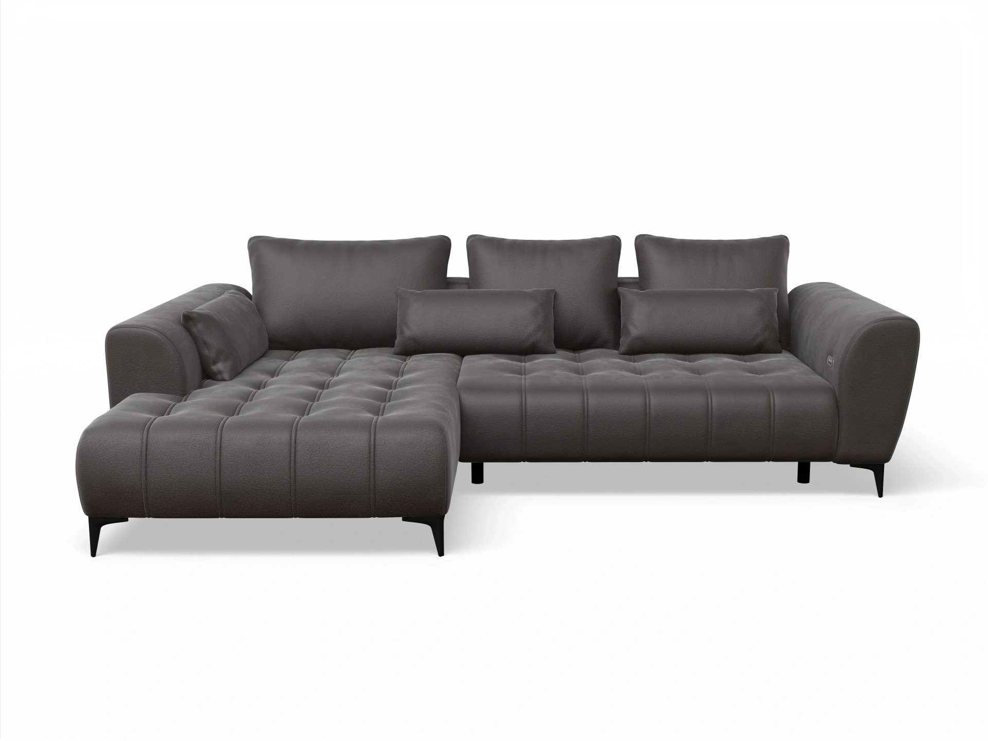 Ansicht des Produktes Granada-O Ecksofa links Abschluss offen in Stoff Braun