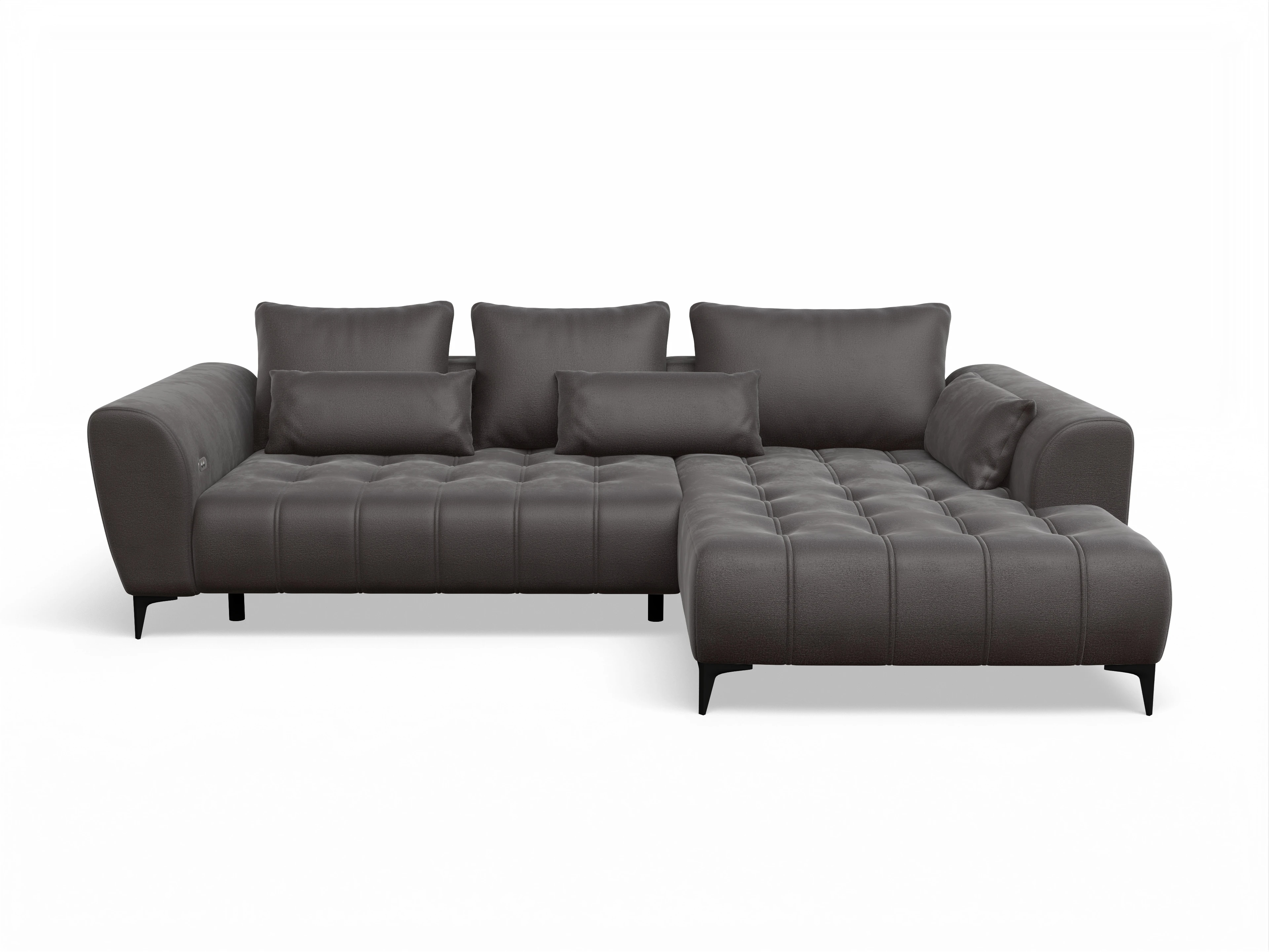 Ansicht des Produktes Granada-O Ecksofa rechts Abschluss offen in Stoff Braun