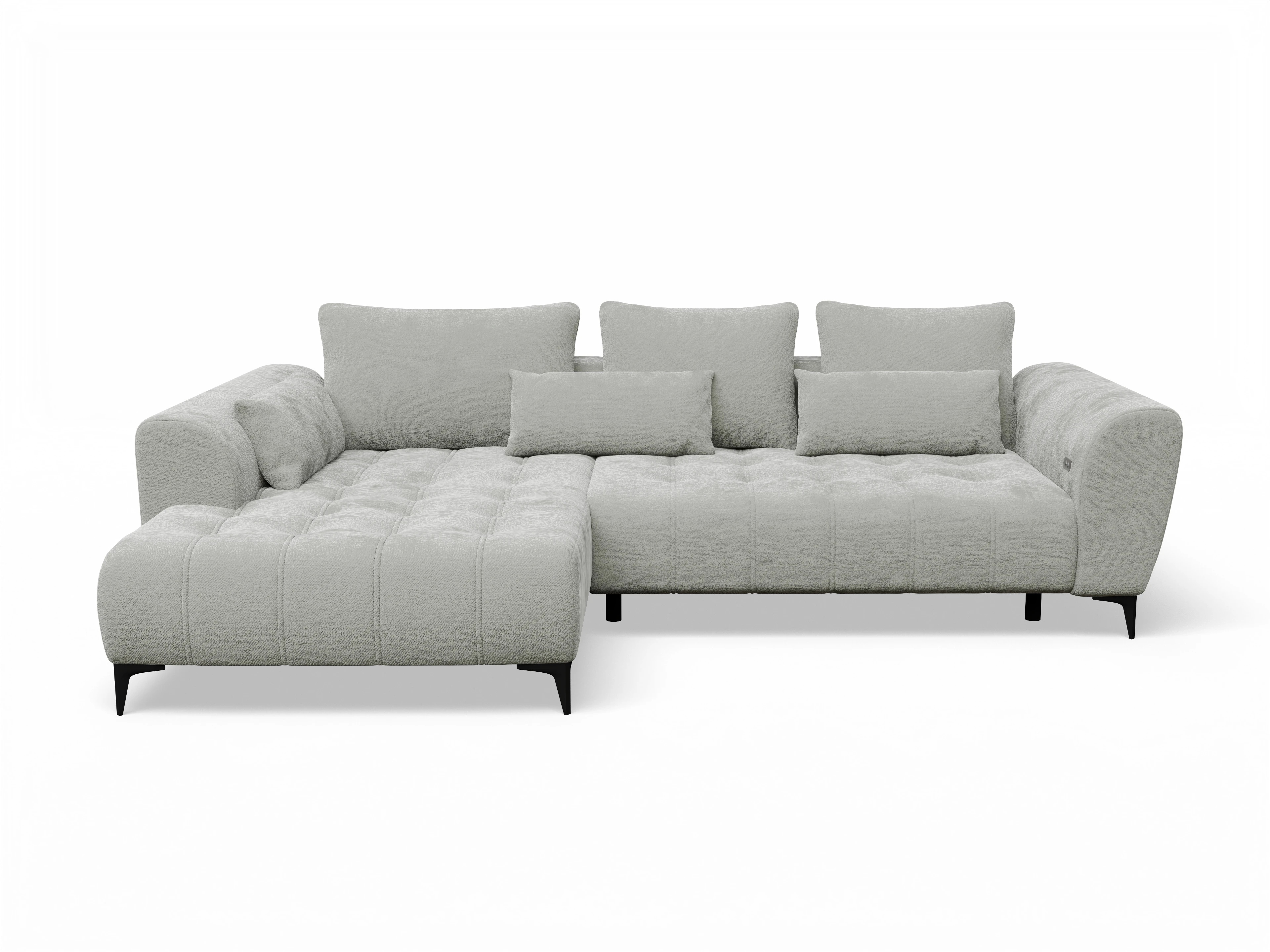 Ansicht des Produktes Granada-O Ecksofa links Abschluss offen in Stoff Grau