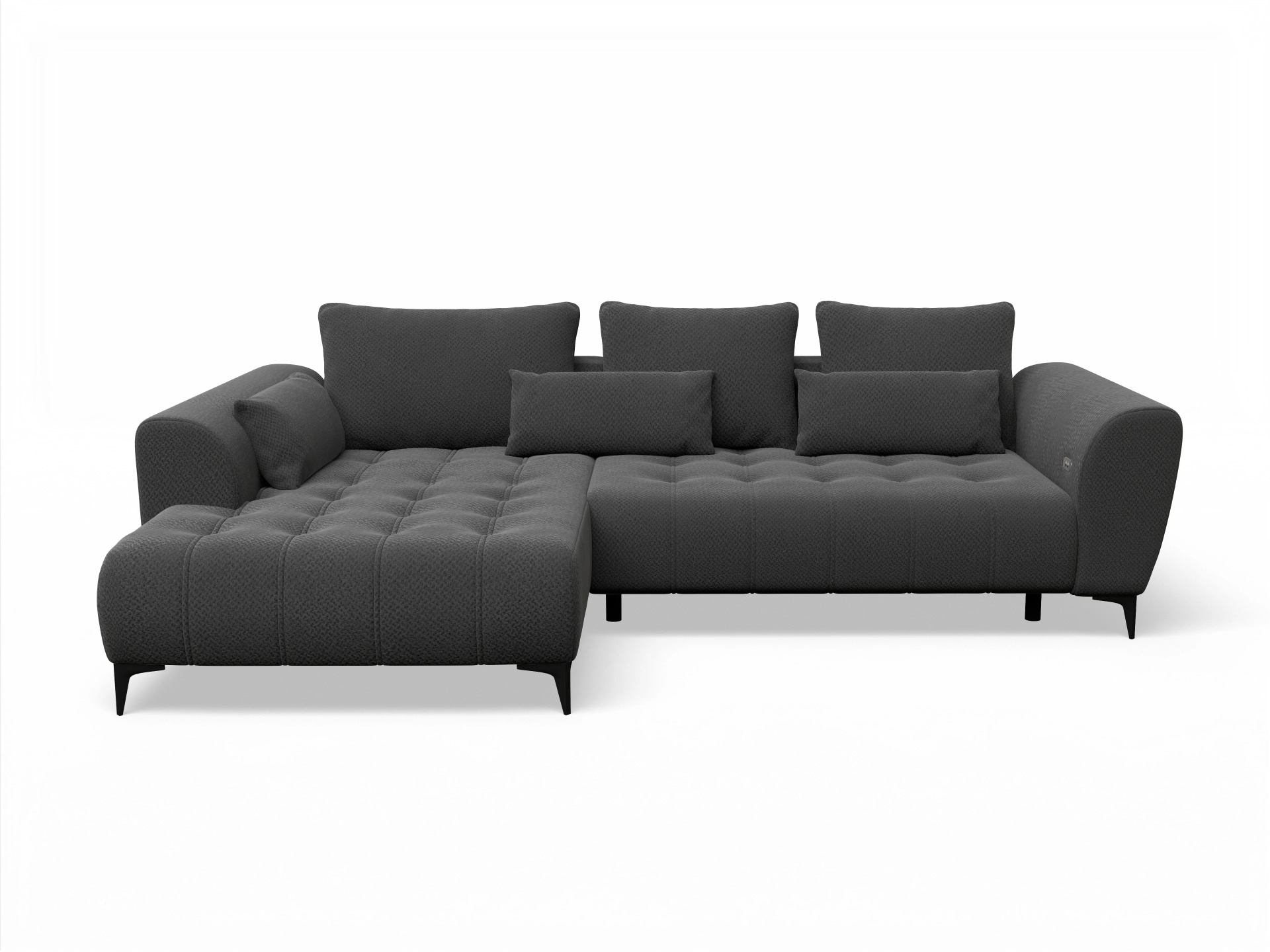 Ansicht des Produktes Granada-O Ecksofa links Abschluss offen in Stoff Schwarz