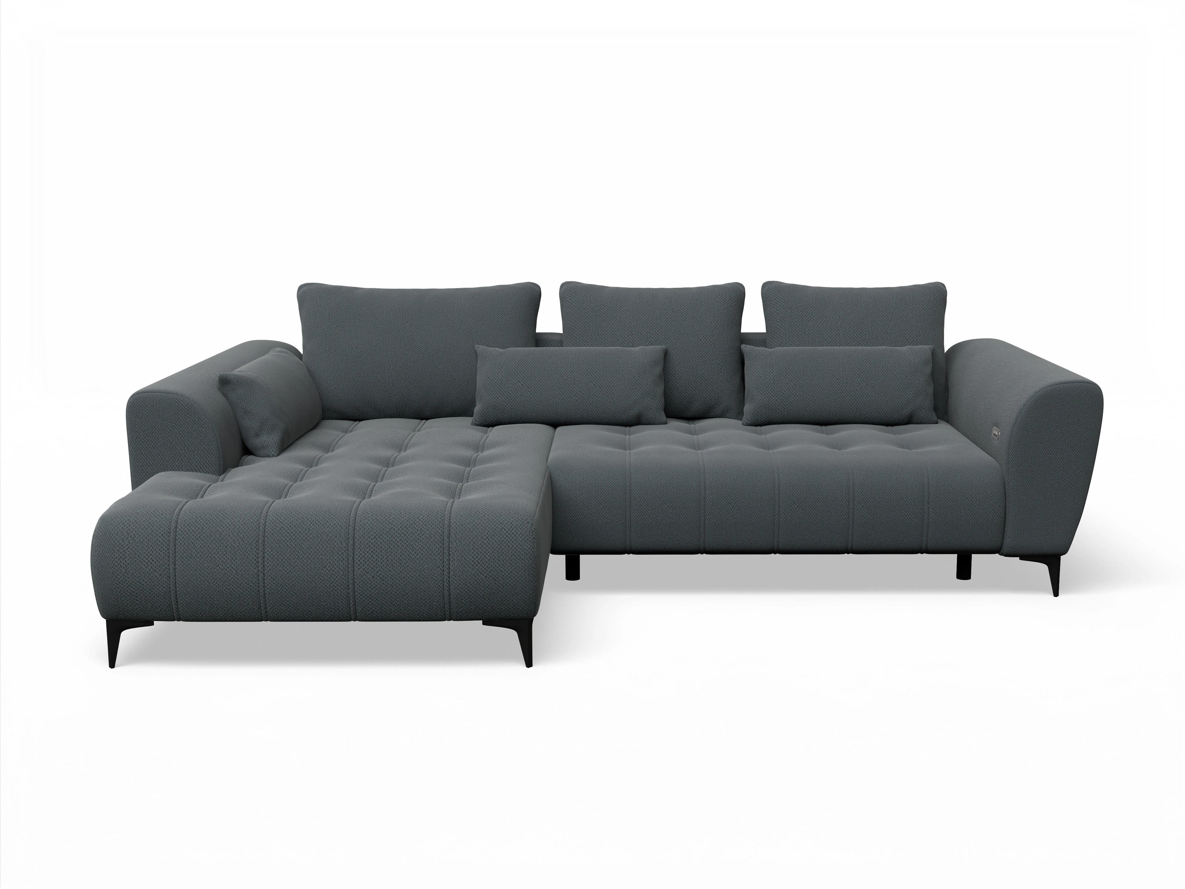 Ansicht des Produktes Granada-O Ecksofa links Abschluss offen in Stoff Grau