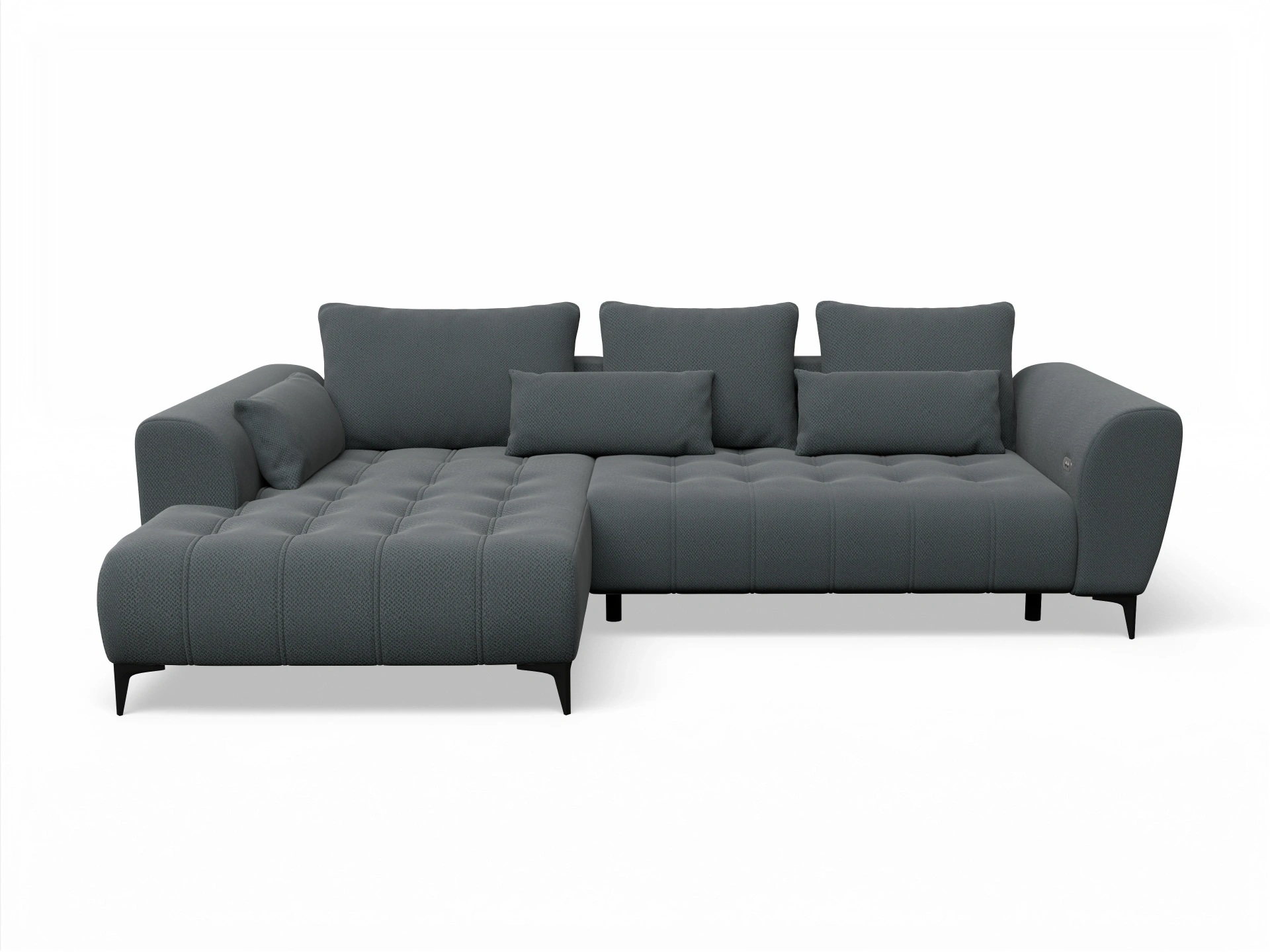 Ansicht des Produktes Granada-O Ecksofa links Abschluss offen in Stoff Grau