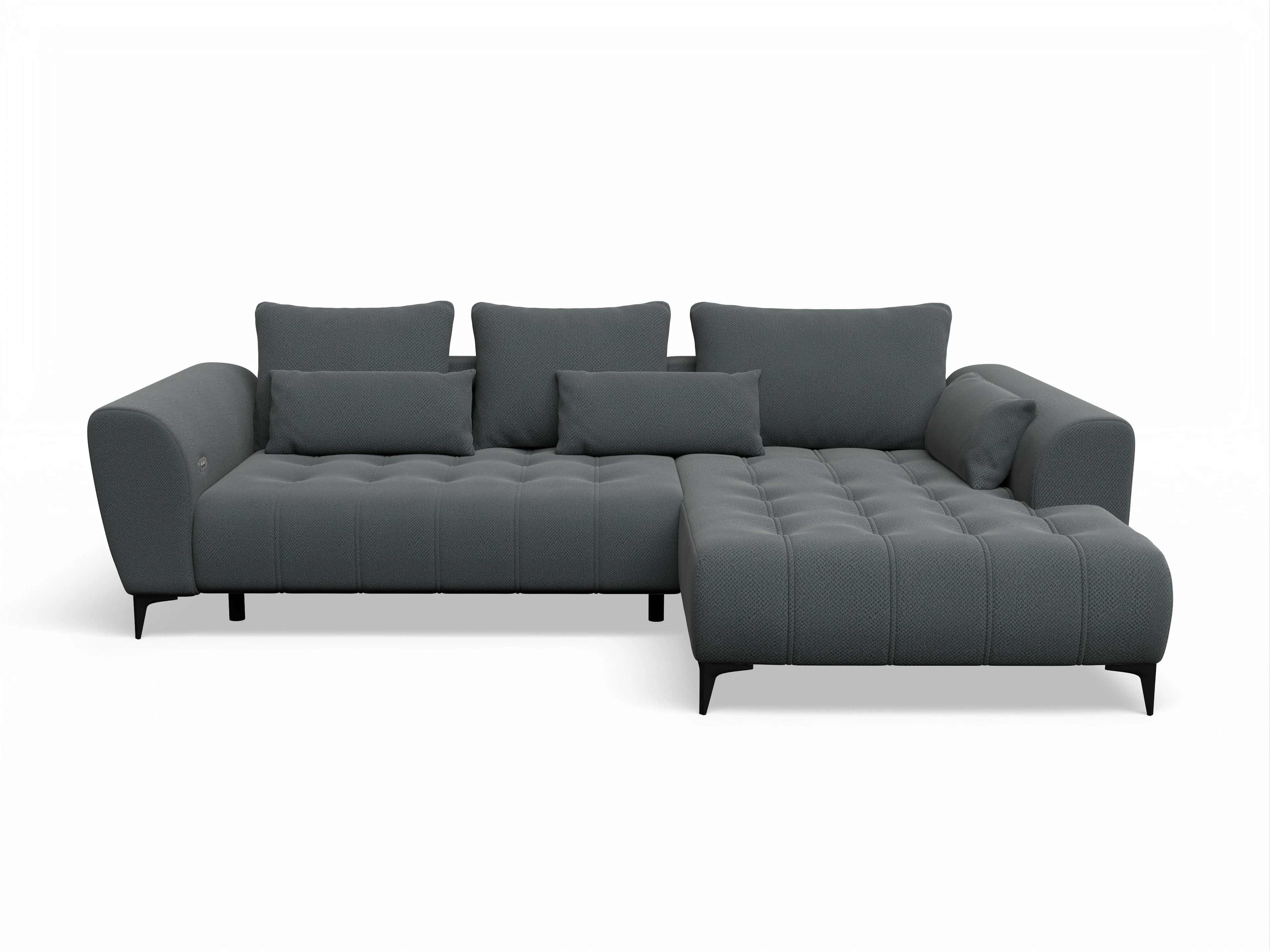 Ansicht des Produktes Granada-O Ecksofa rechts Abschluss offen in Stoff Grau