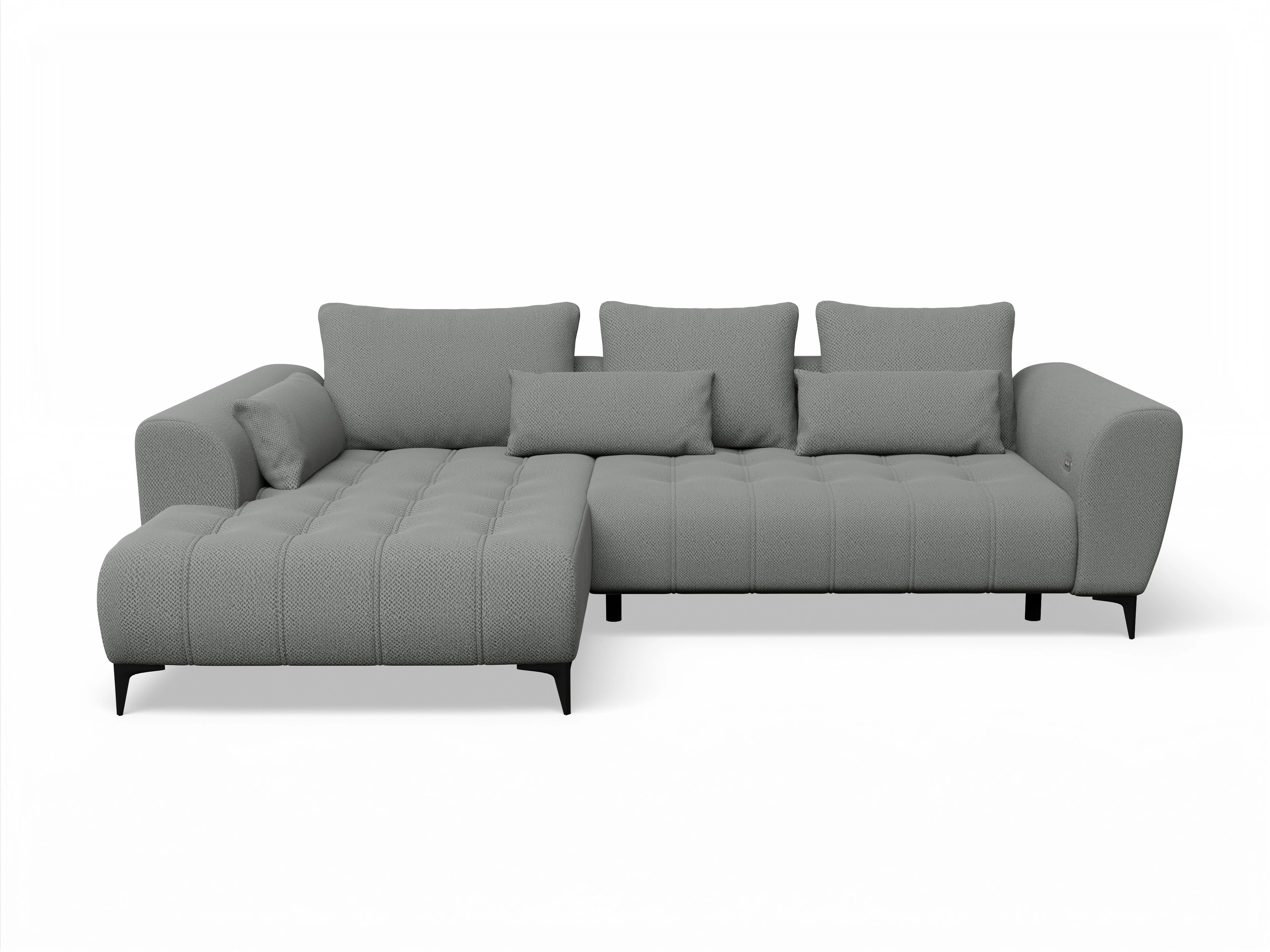 Ansicht des Produktes Granada-O Ecksofa links Abschluss offen in Stoff Grau