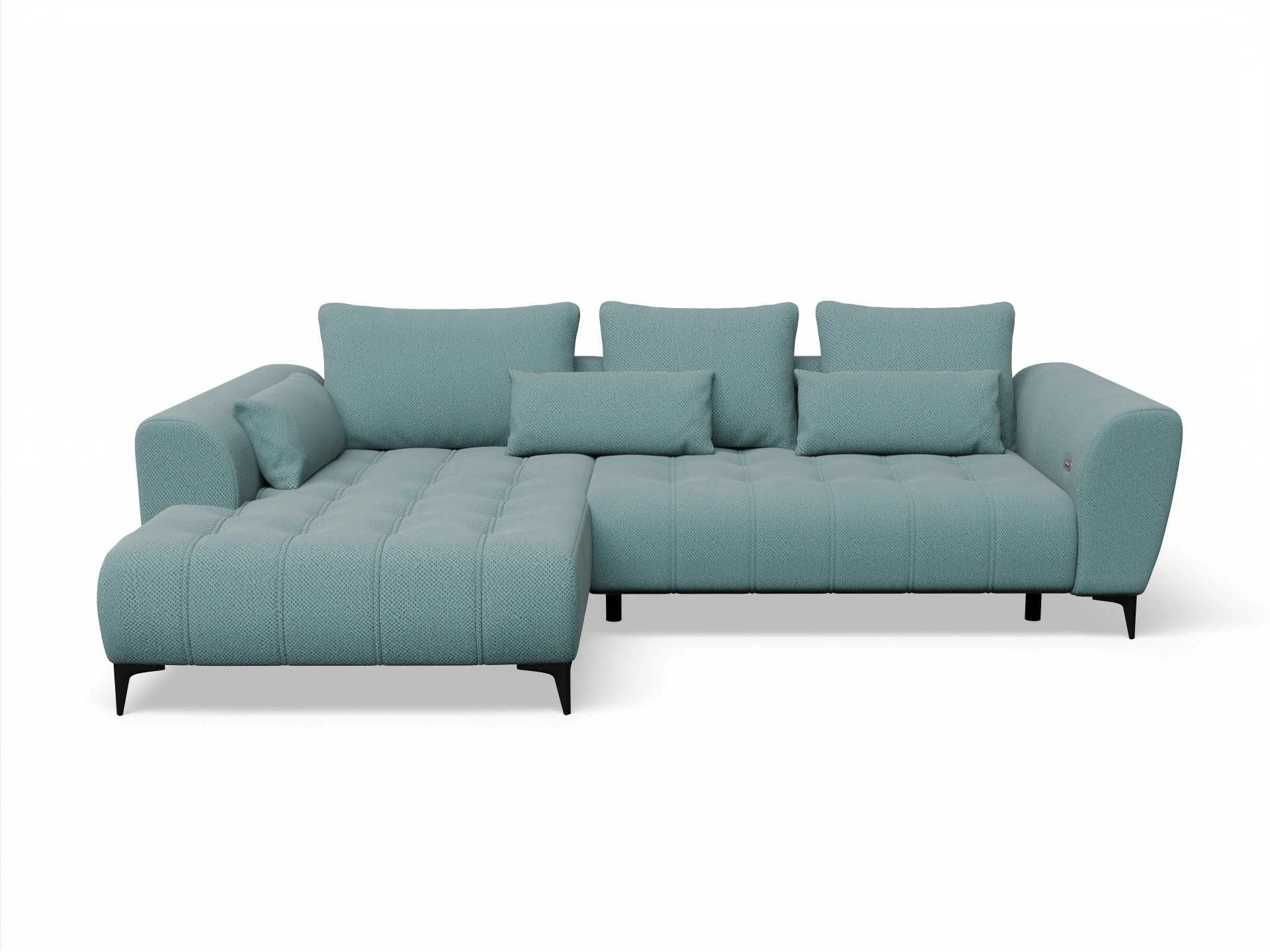 Ansicht des Produktes Granada-O Ecksofa links Abschluss offen in Stoff Blau