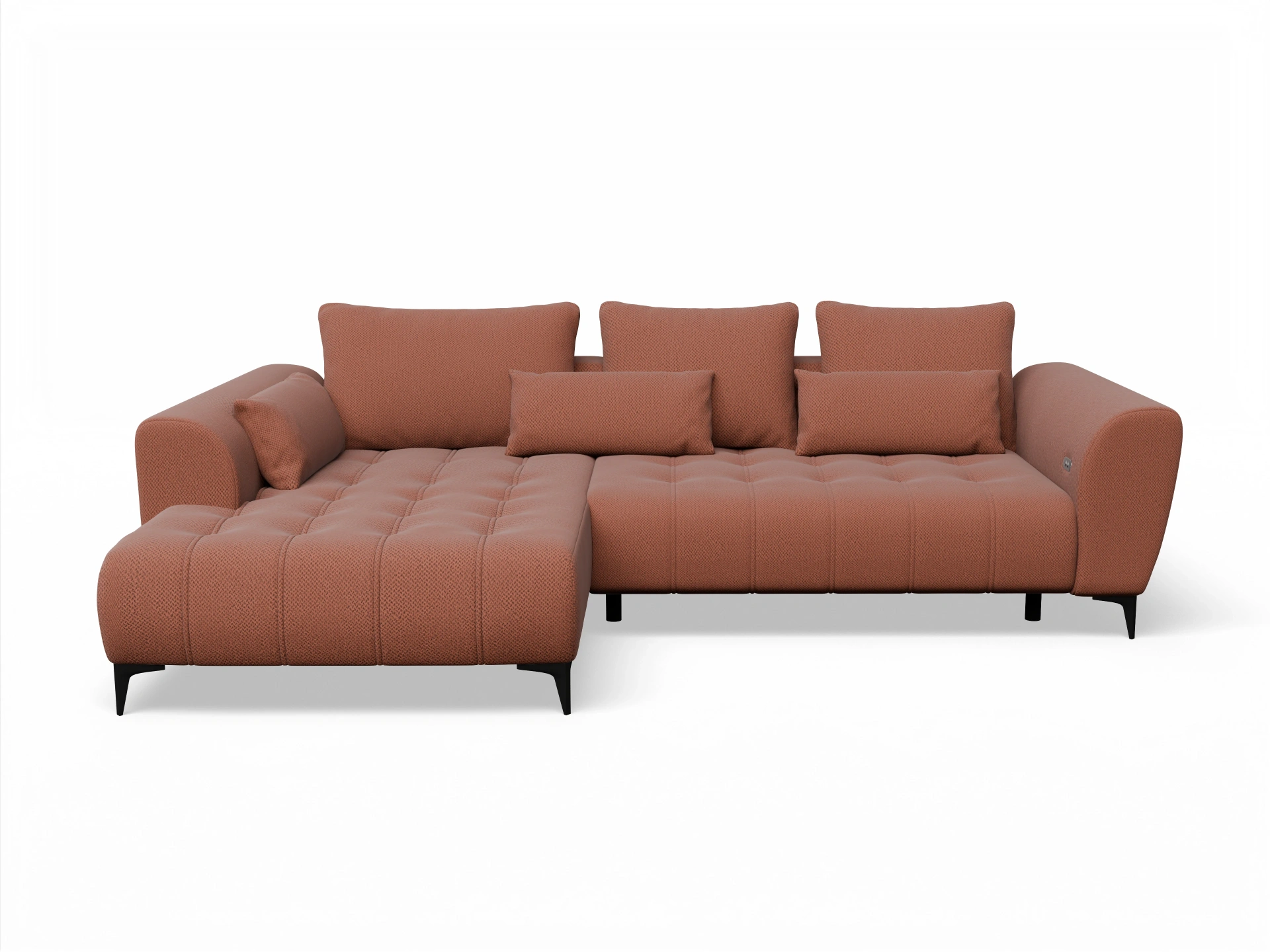 Ansicht des Produktes Granada-O Ecksofa links Abschluss offen in Stoff Braun
