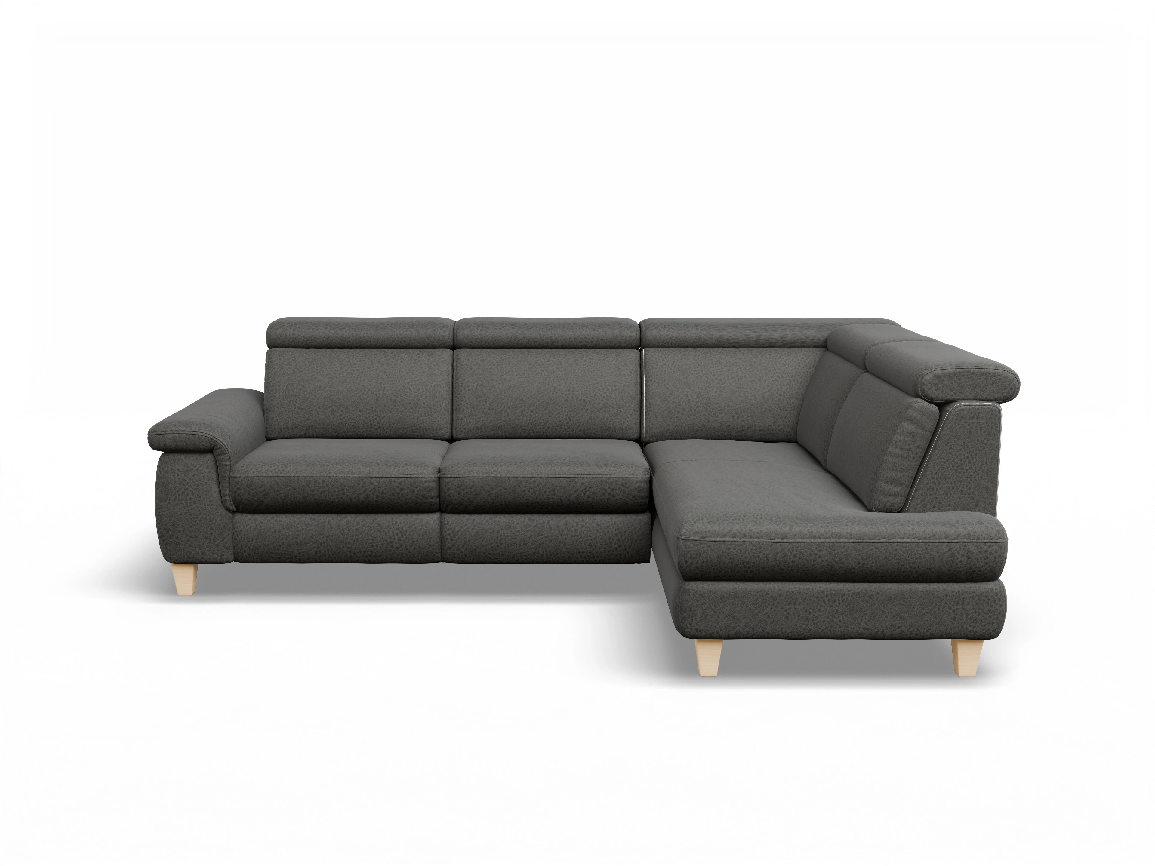 München KO Medium R Ansicht des Produktes München Ecksofa rechts Abschluss offen in Stoff Grau