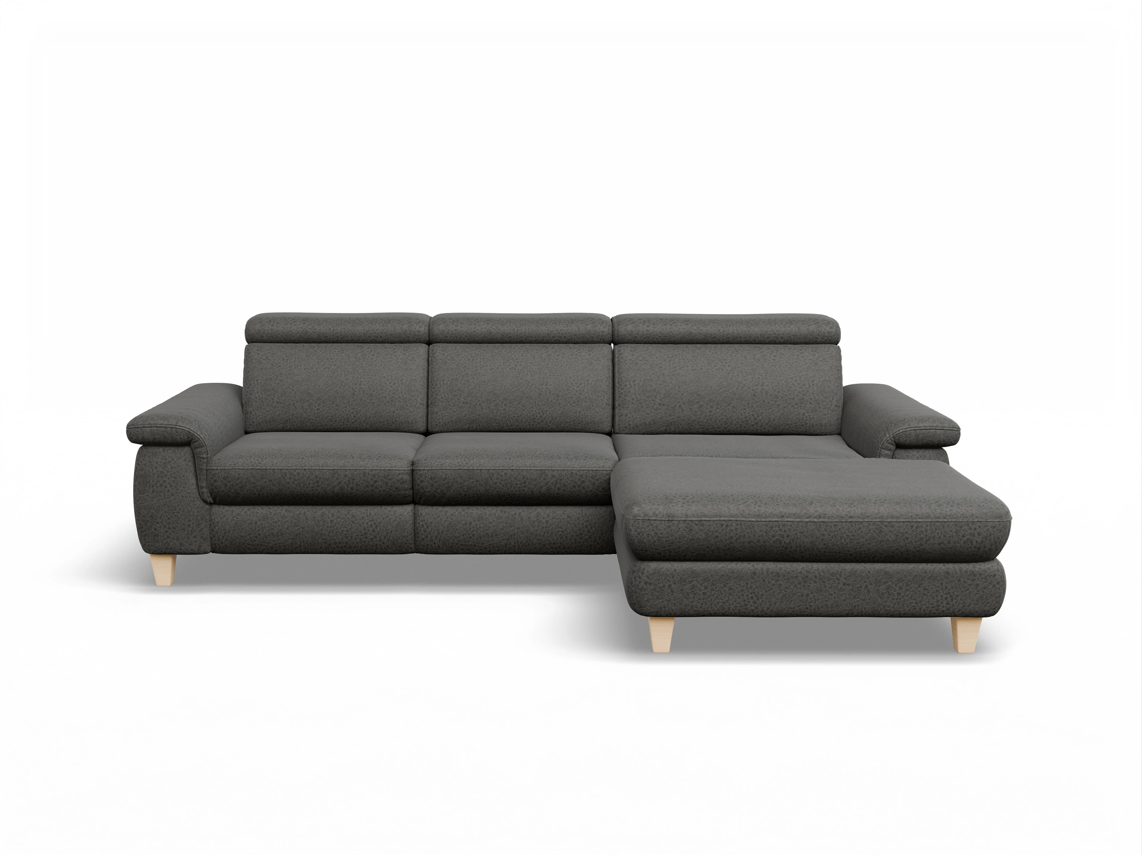 Ansicht des Produktes München Ecksofa rechts Abschluss offen in Stoff Grau