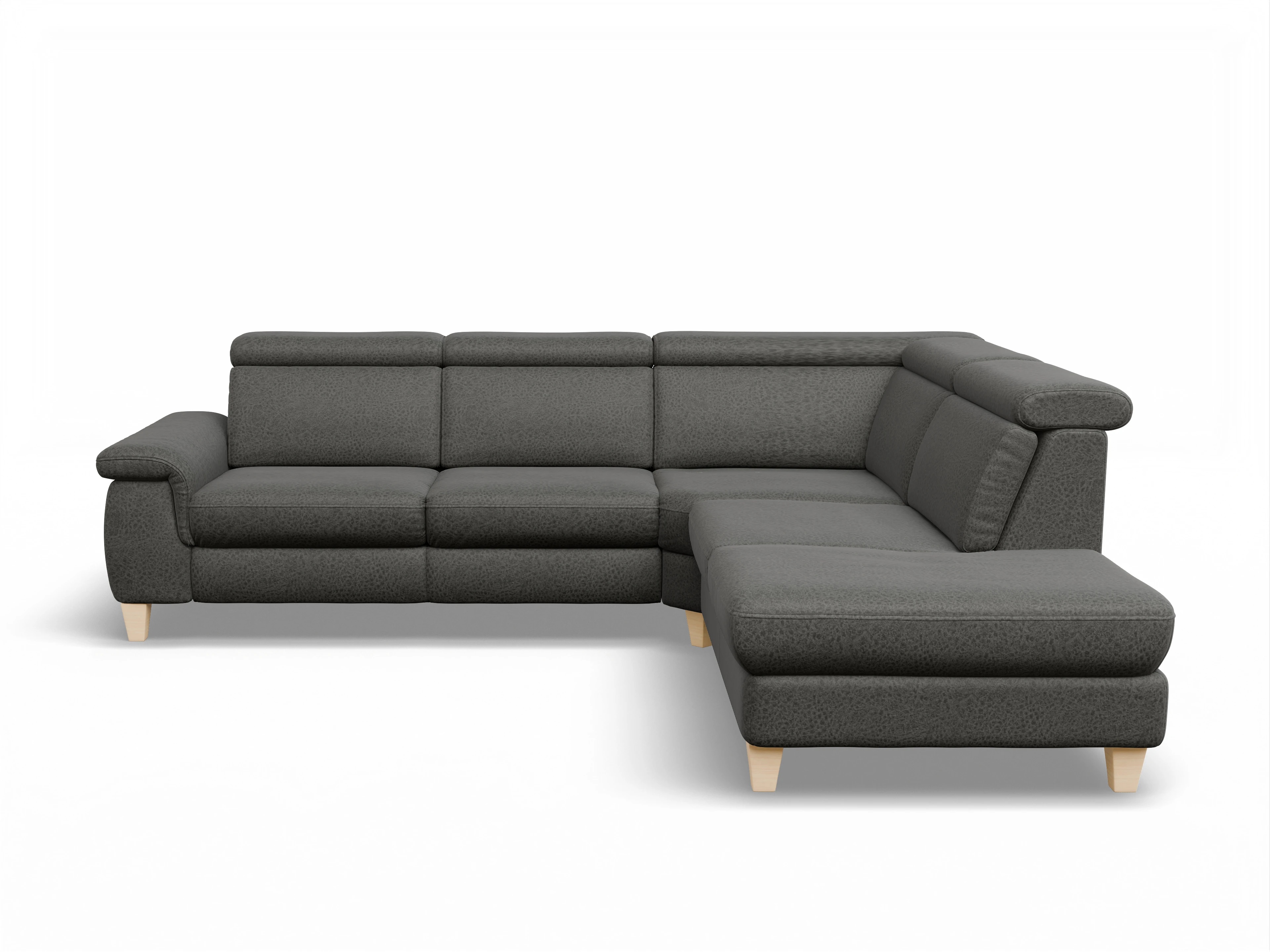 Ansicht des Produktes München Ecksofa rechts Abschluss offen in Stoff Grau