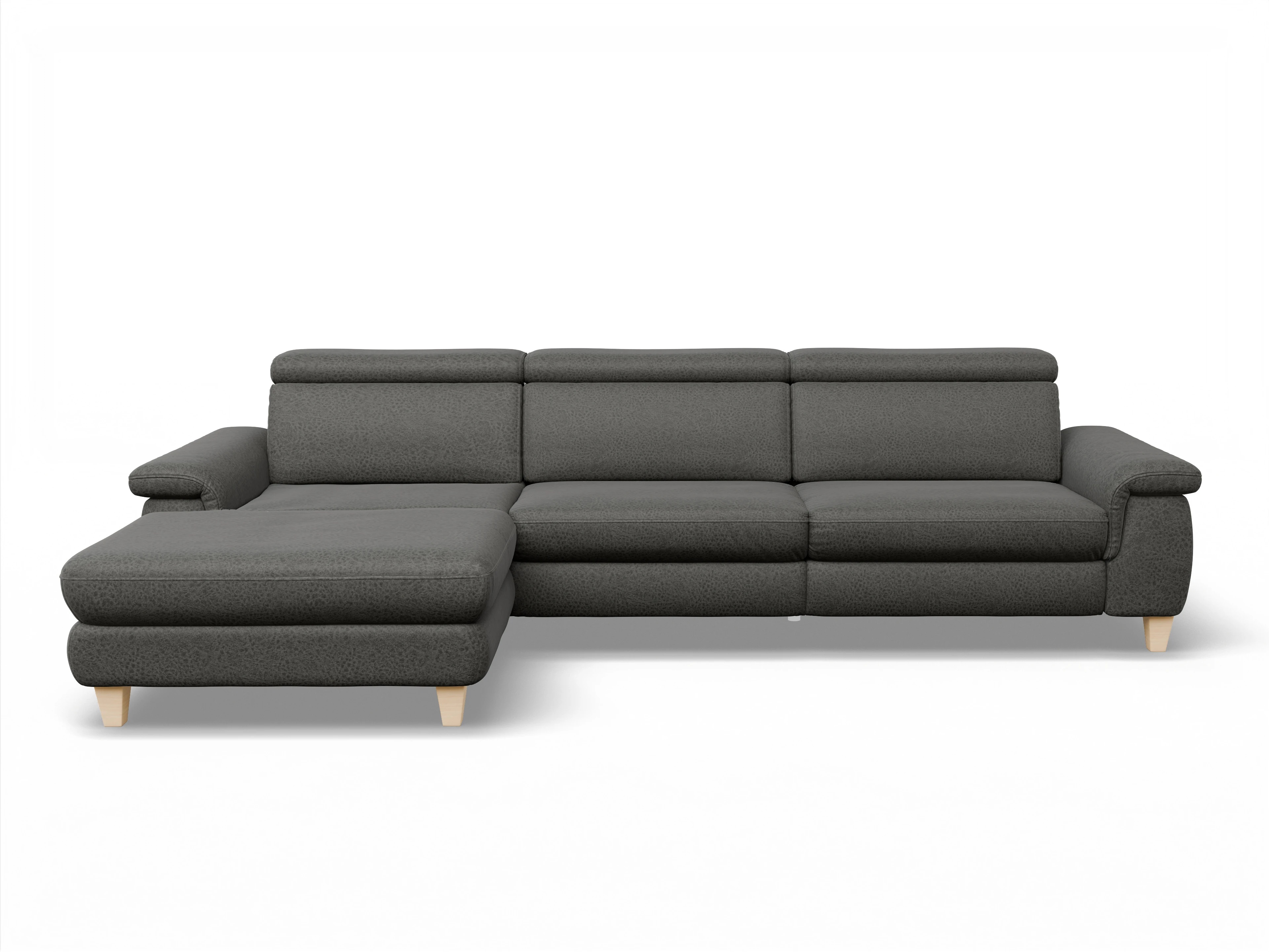Ansicht des Produktes München Ecksofa links Abschluss offen in Stoff Grau