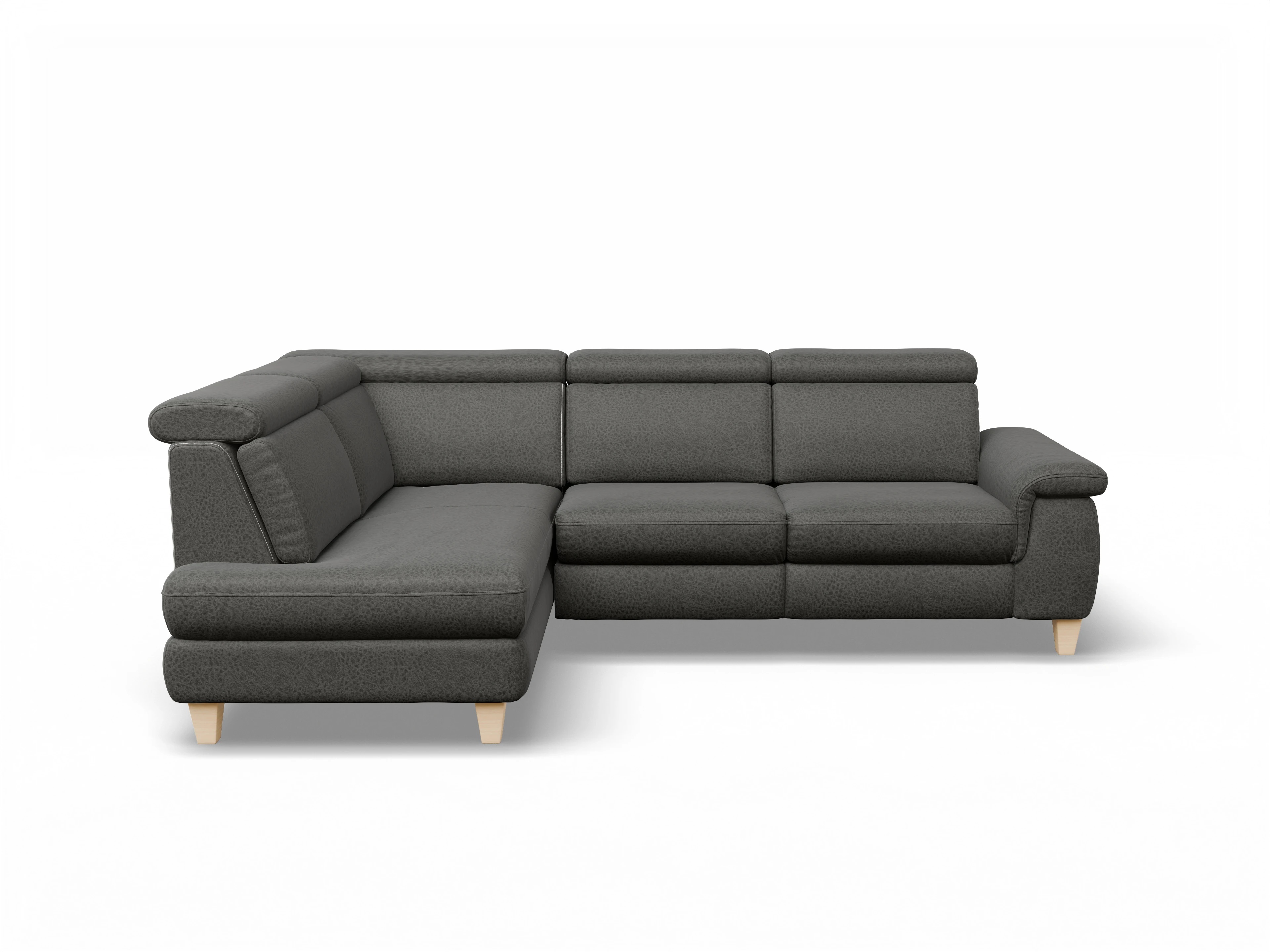 München KO Medium L Ansicht des Produktes München Ecksofa links Abschluss offen in Stoff Grau