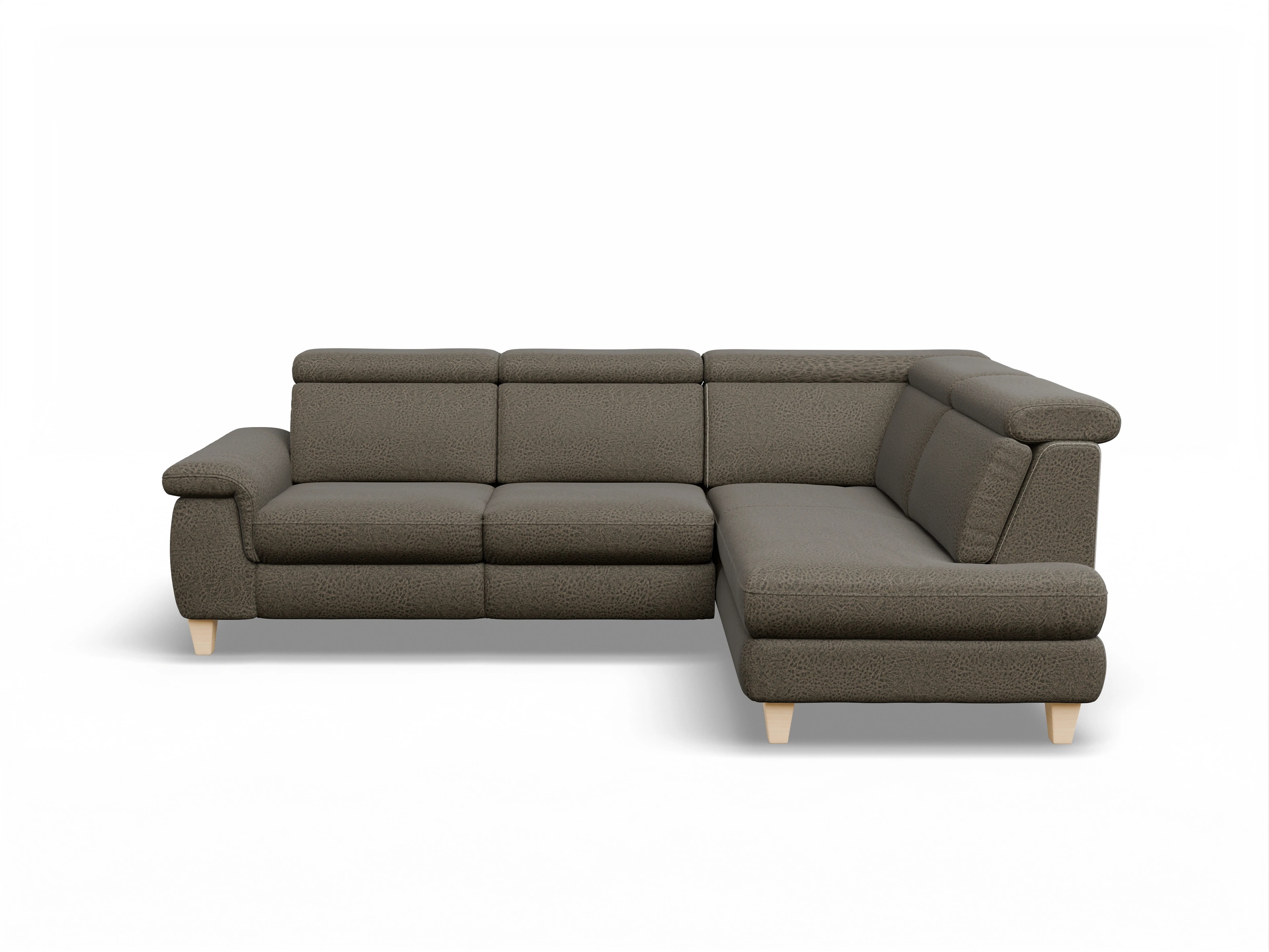 München KO Medium R Ansicht des Produktes München Ecksofa rechts Abschluss offen in Stoff Braun