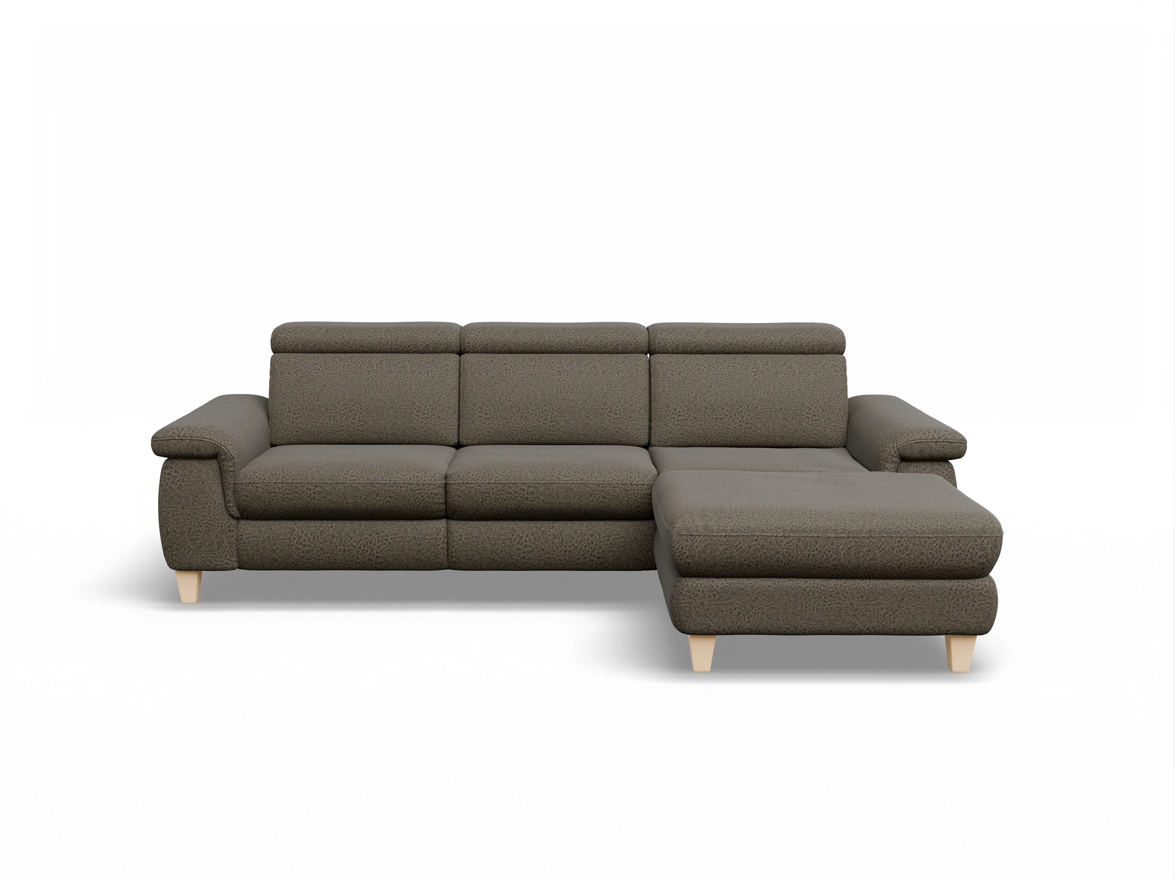 Ansicht des Produktes München Ecksofa rechts Abschluss offen in Stoff Braun