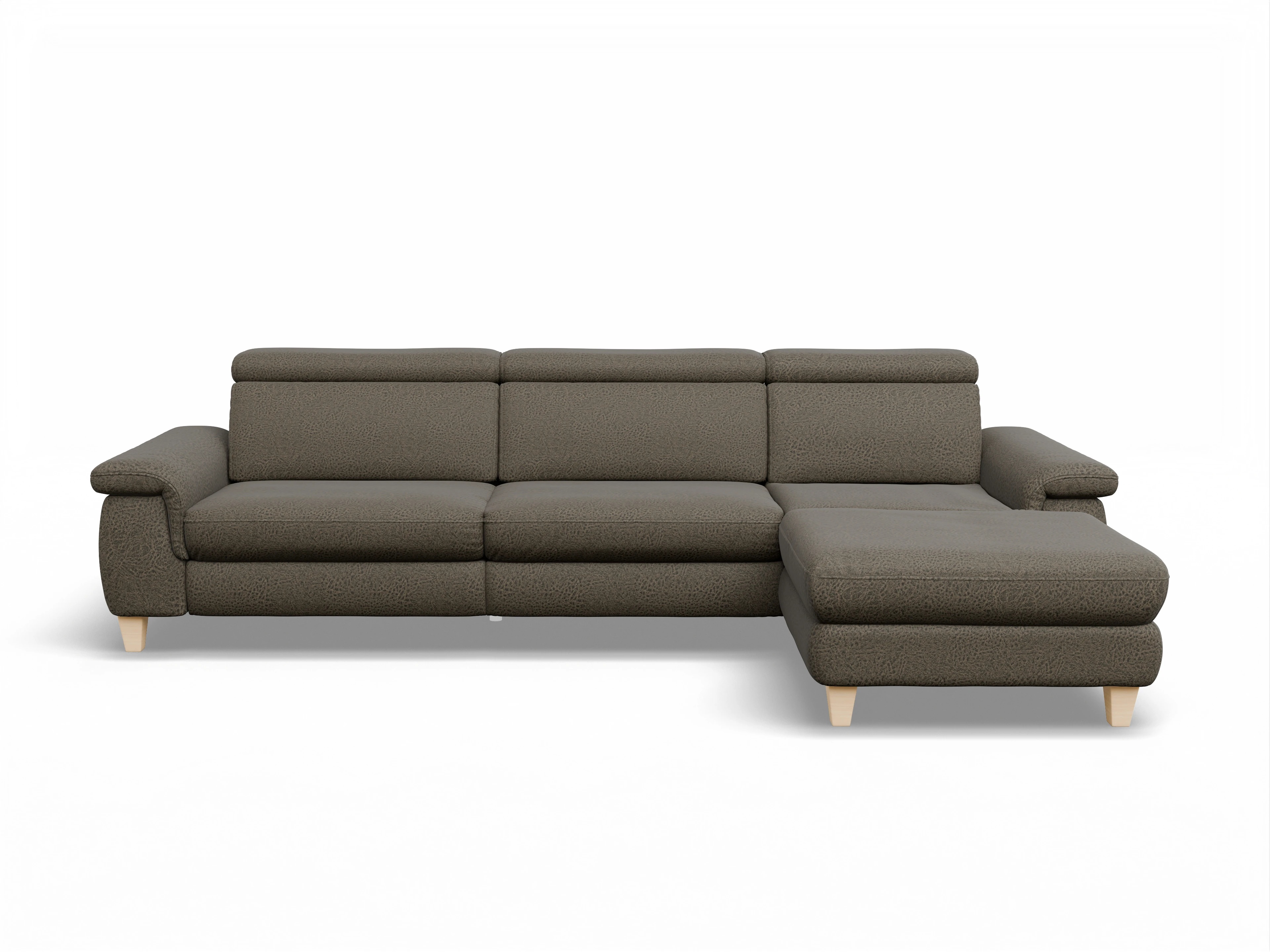 Ansicht des Produktes München Ecksofa rechts Abschluss offen in Stoff Braun
