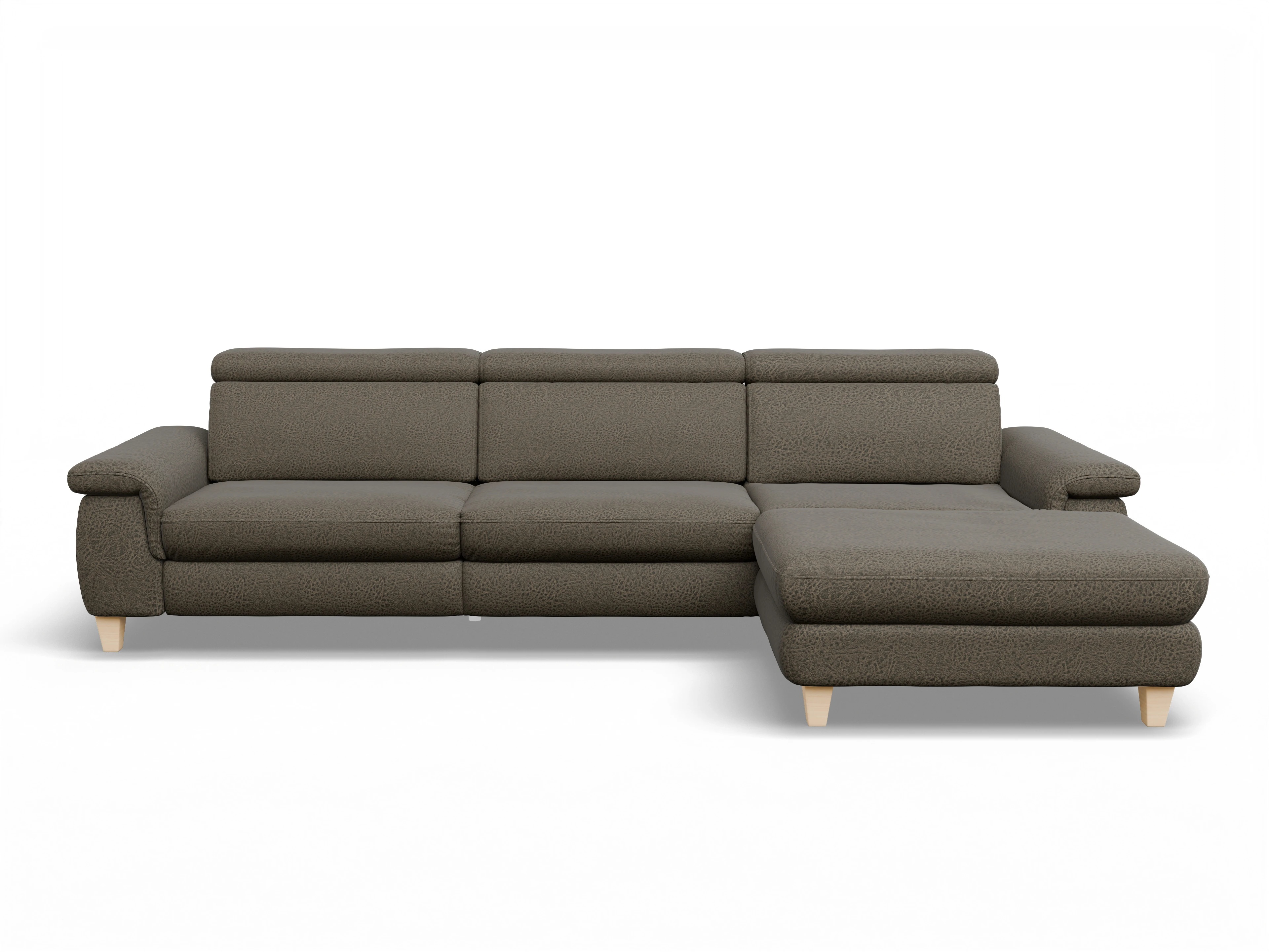Ansicht des Produktes München Ecksofa rechts Abschluss offen in Stoff Braun