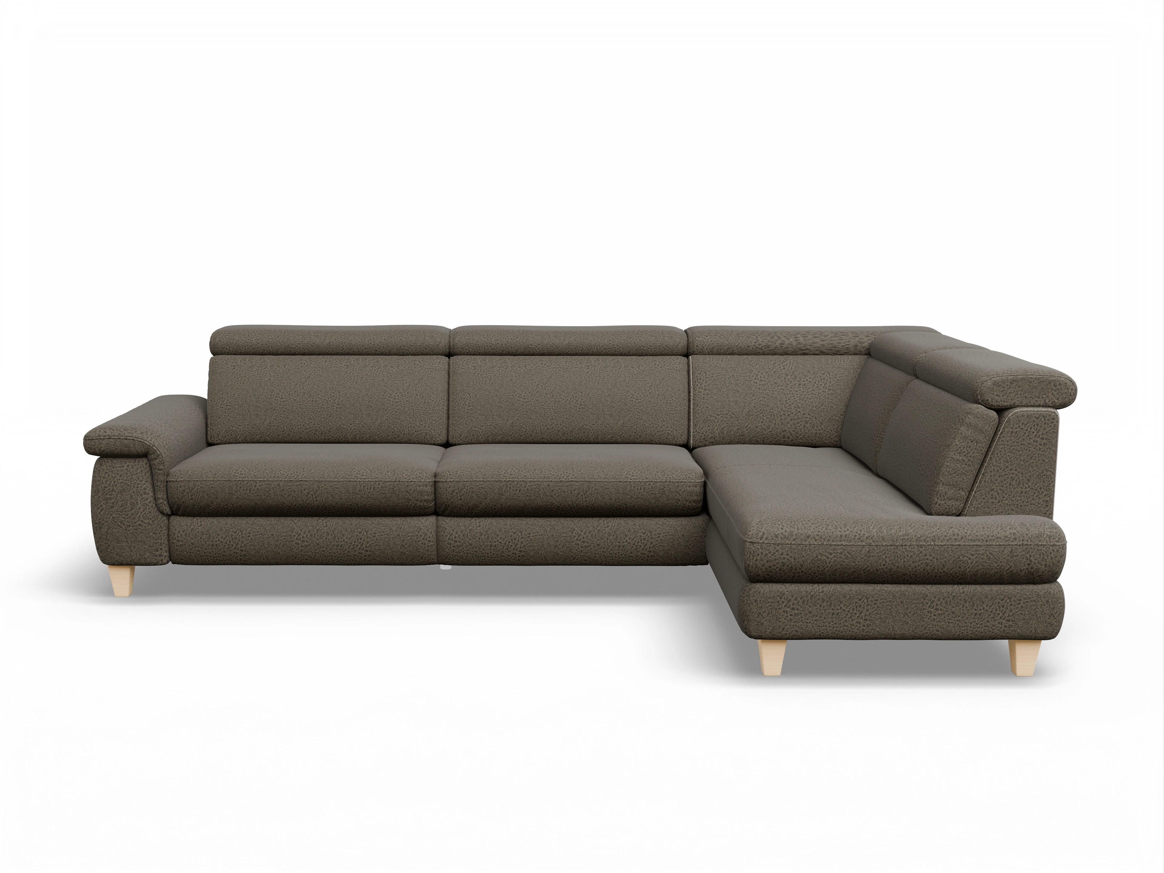 Ansicht des Produktes München Ecksofa rechts Abschluss offen in Stoff Braun