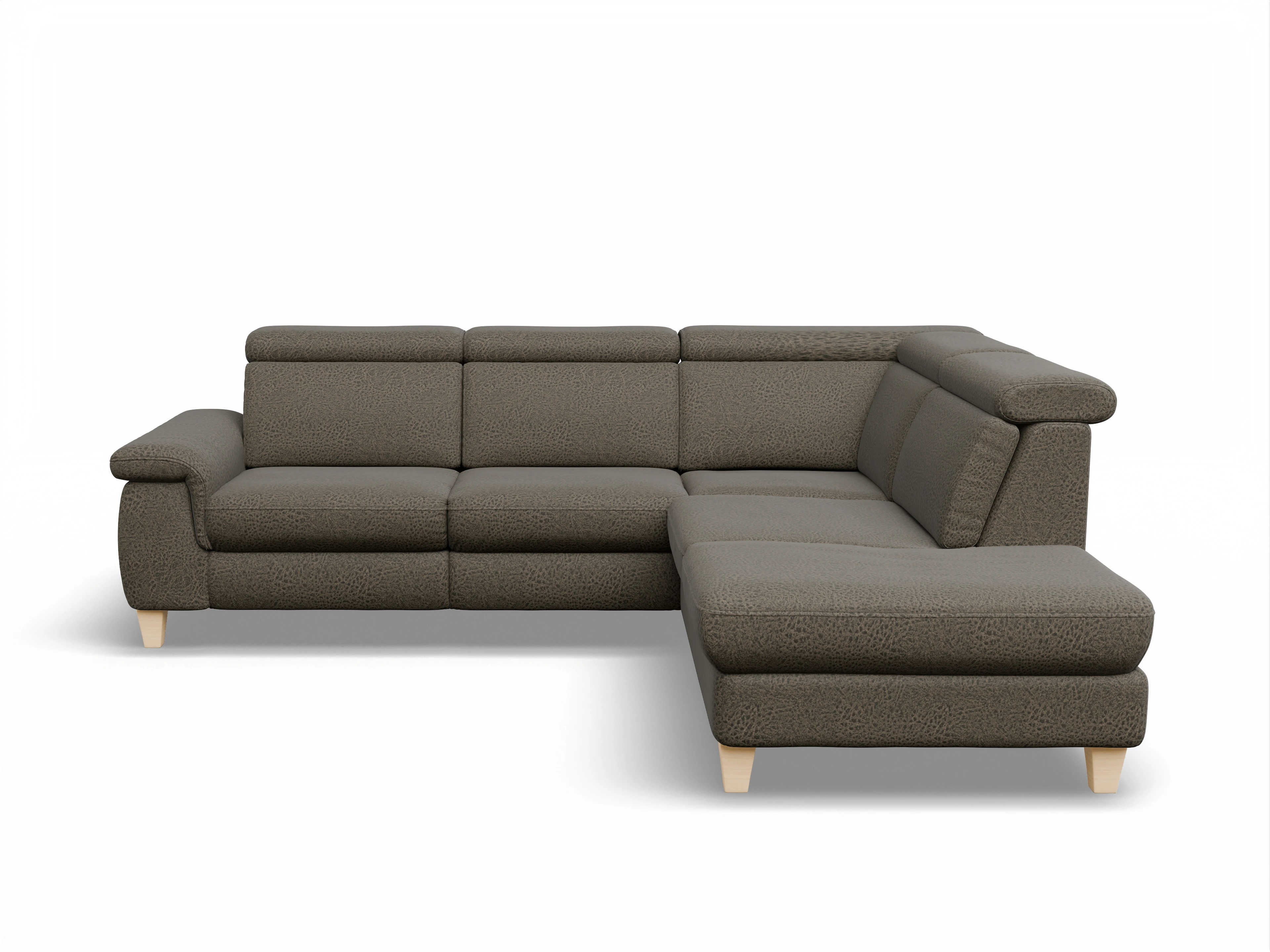 Ansicht des Produktes München Ecksofa rechts Abschluss offen in Stoff Braun