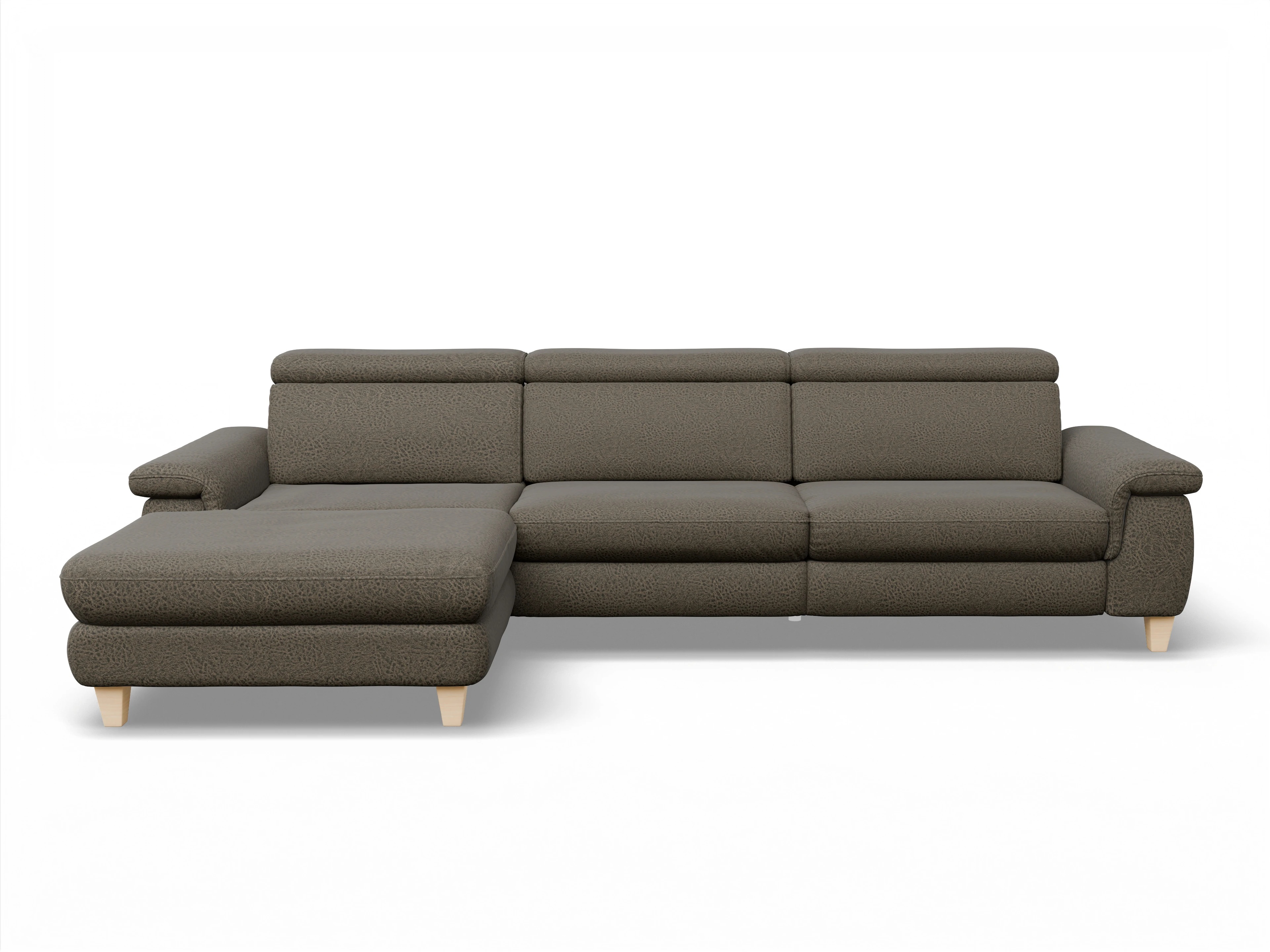 Ansicht des Produktes München Ecksofa links Abschluss offen in Stoff Braun