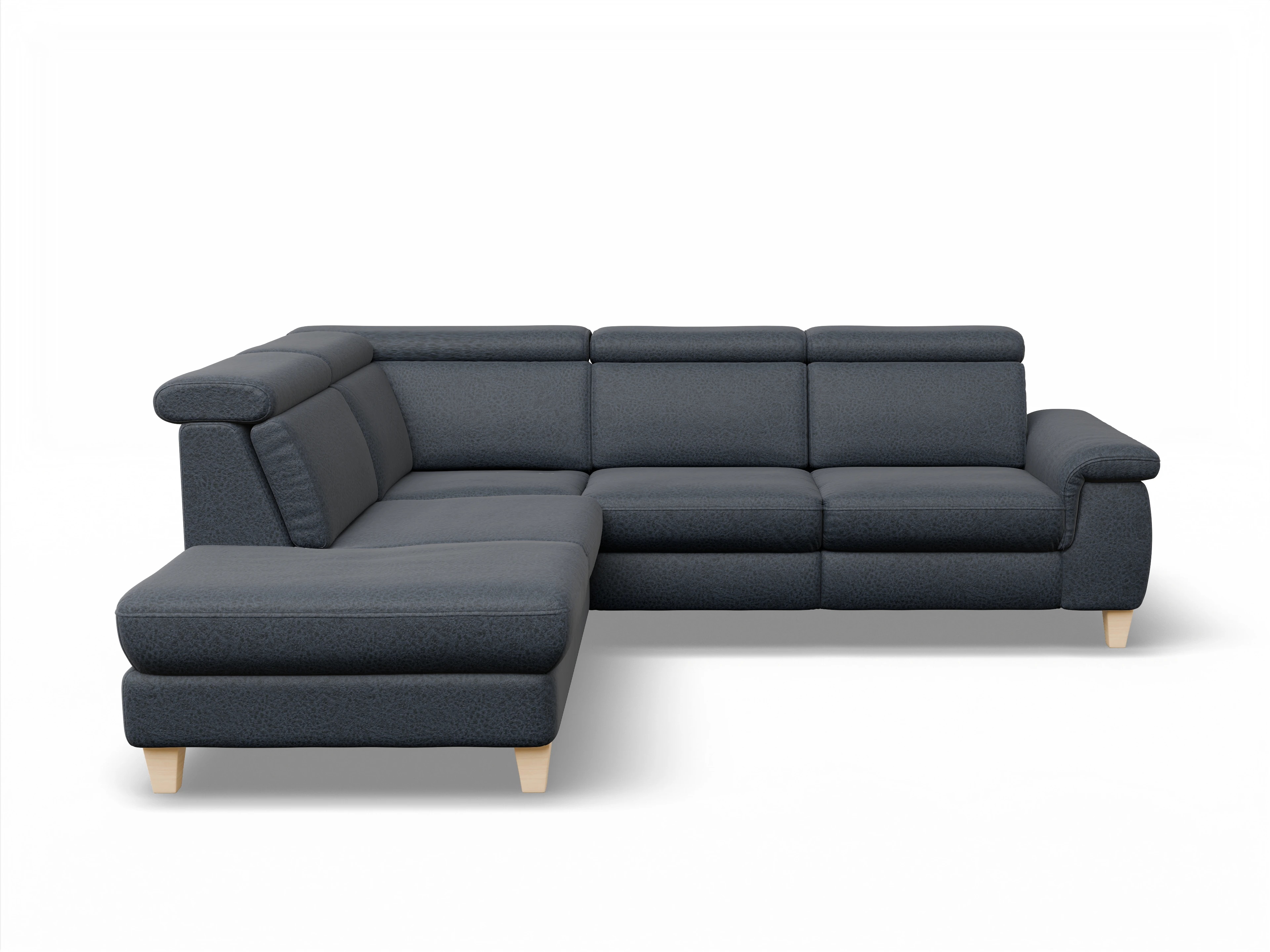 Ansicht des Produktes München Ecksofa links mit Armlehne in Stoff Blau