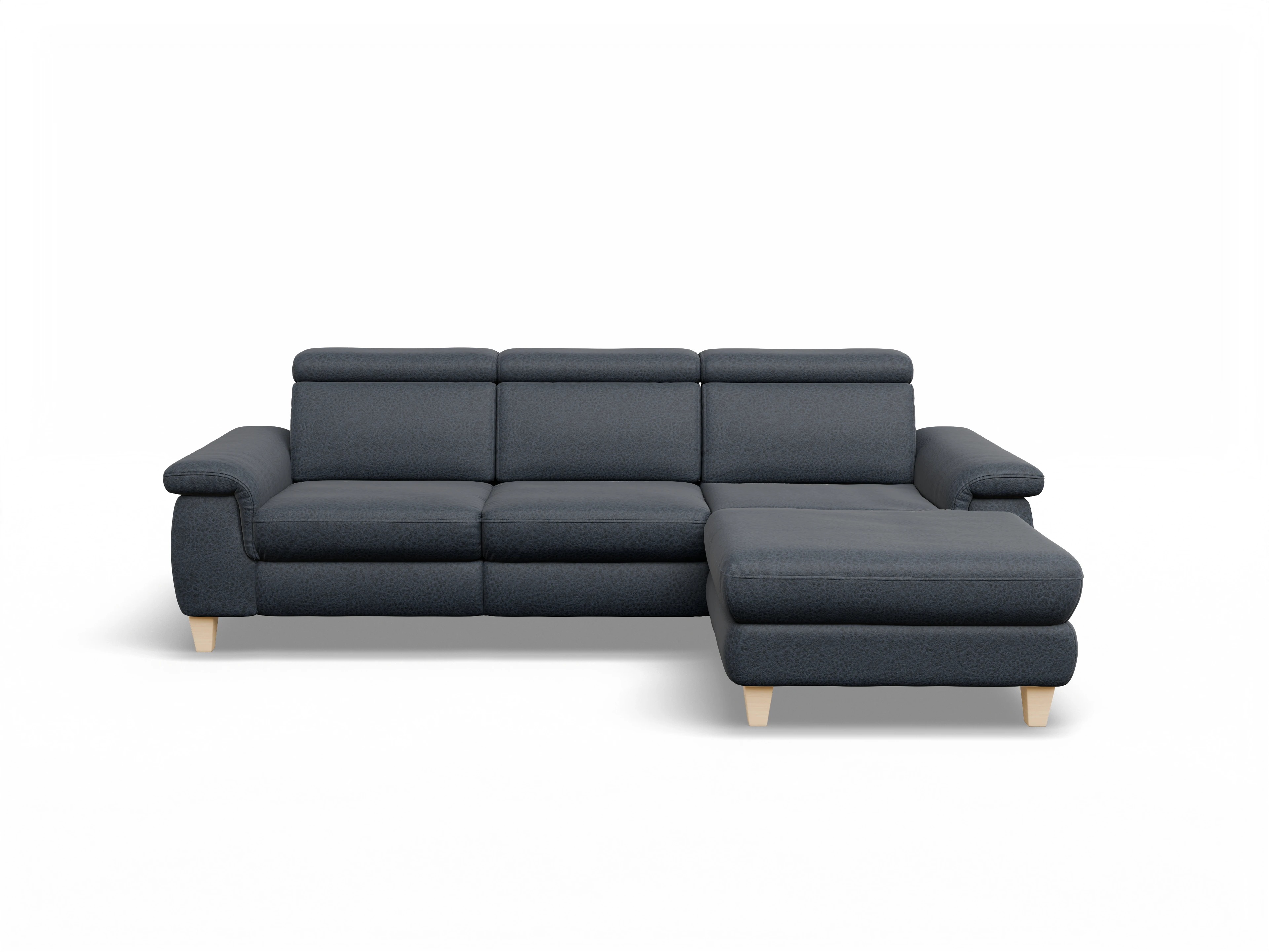 München LO Medium R Ansicht des Produktes München Ecksofa rechts Abschluss offen in Stoff Blau
