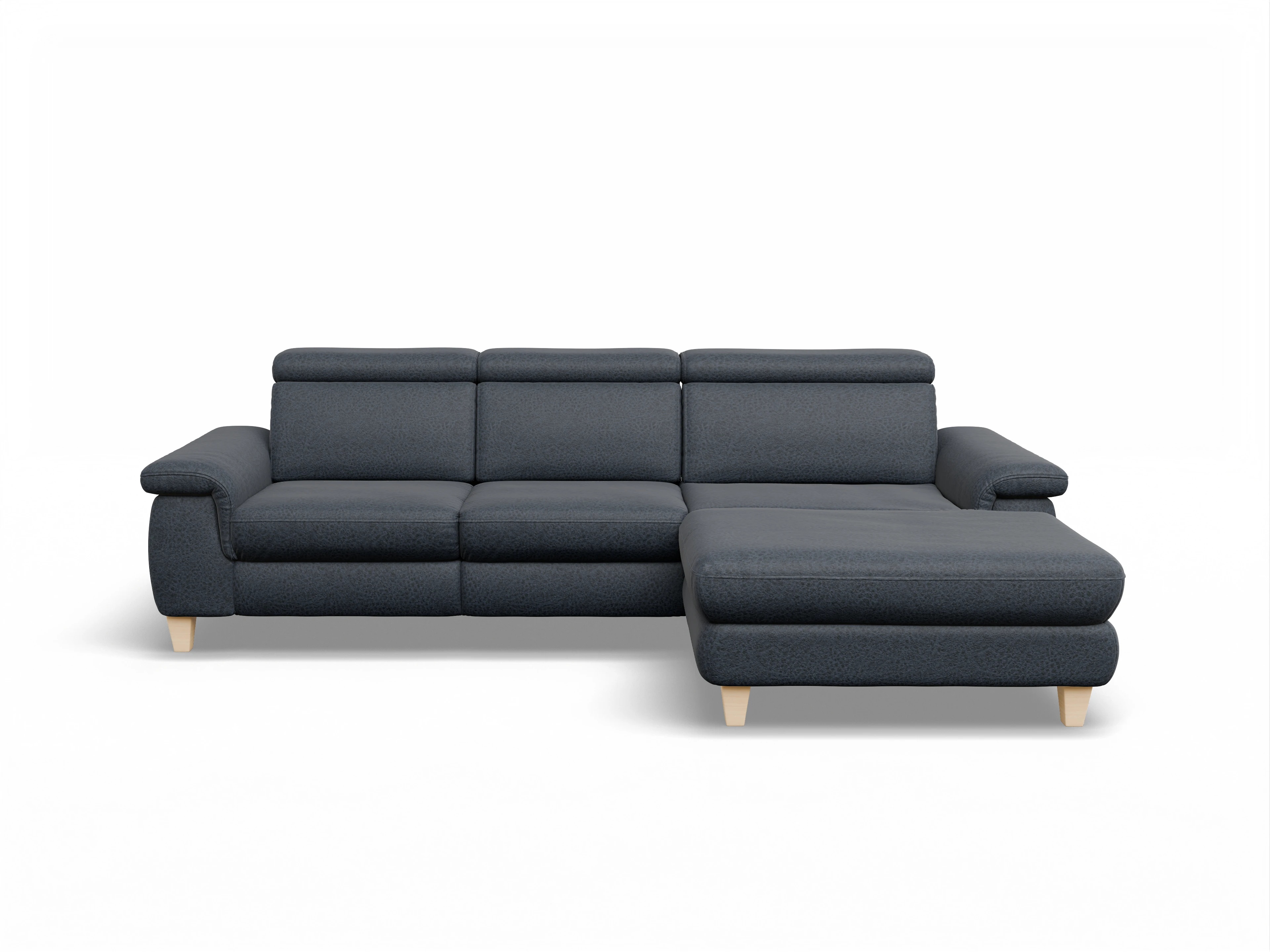 München LOgroß Medium R Ansicht des Produktes München Ecksofa rechts Abschluss offen in Stoff Blau