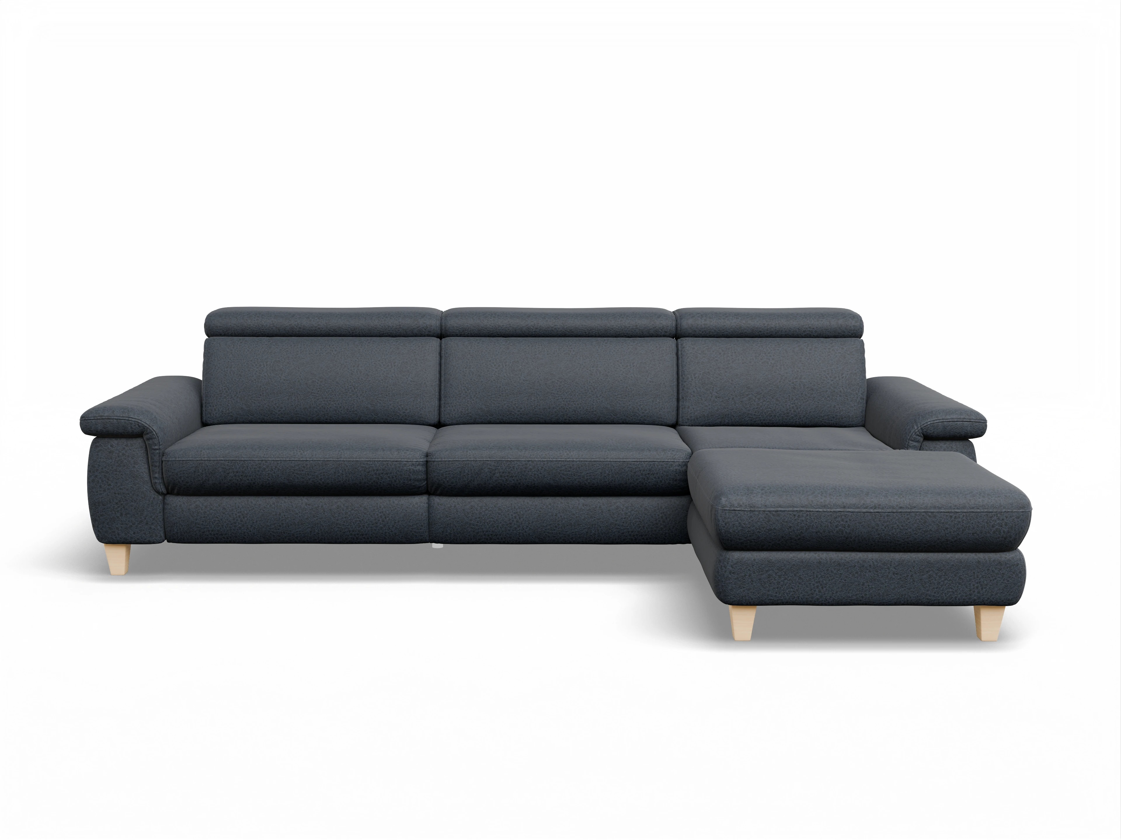 Ansicht des Produktes München Ecksofa rechts Abschluss offen in Stoff Blau