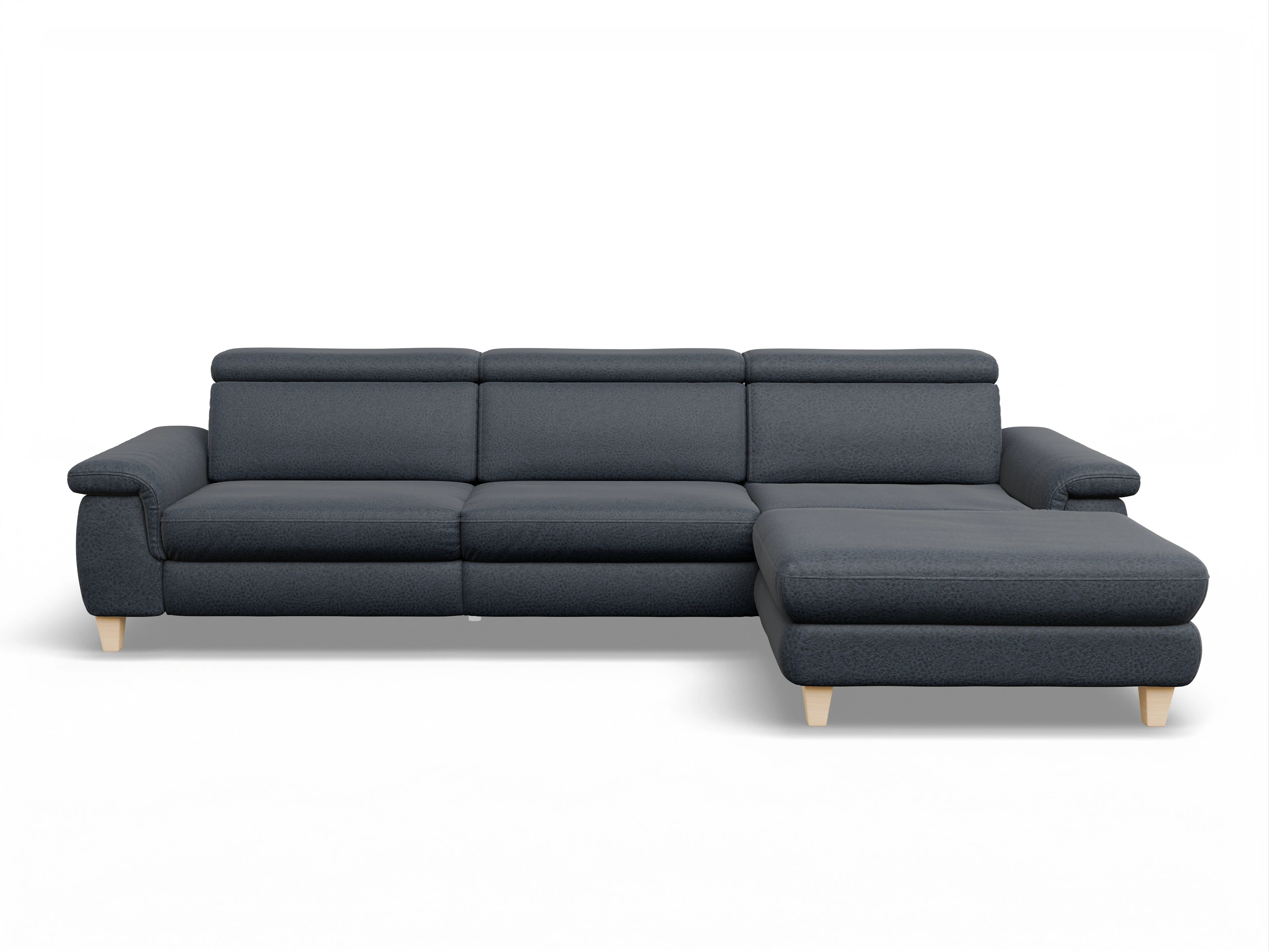 Ansicht des Produktes München Ecksofa rechts Abschluss offen in Stoff Blau