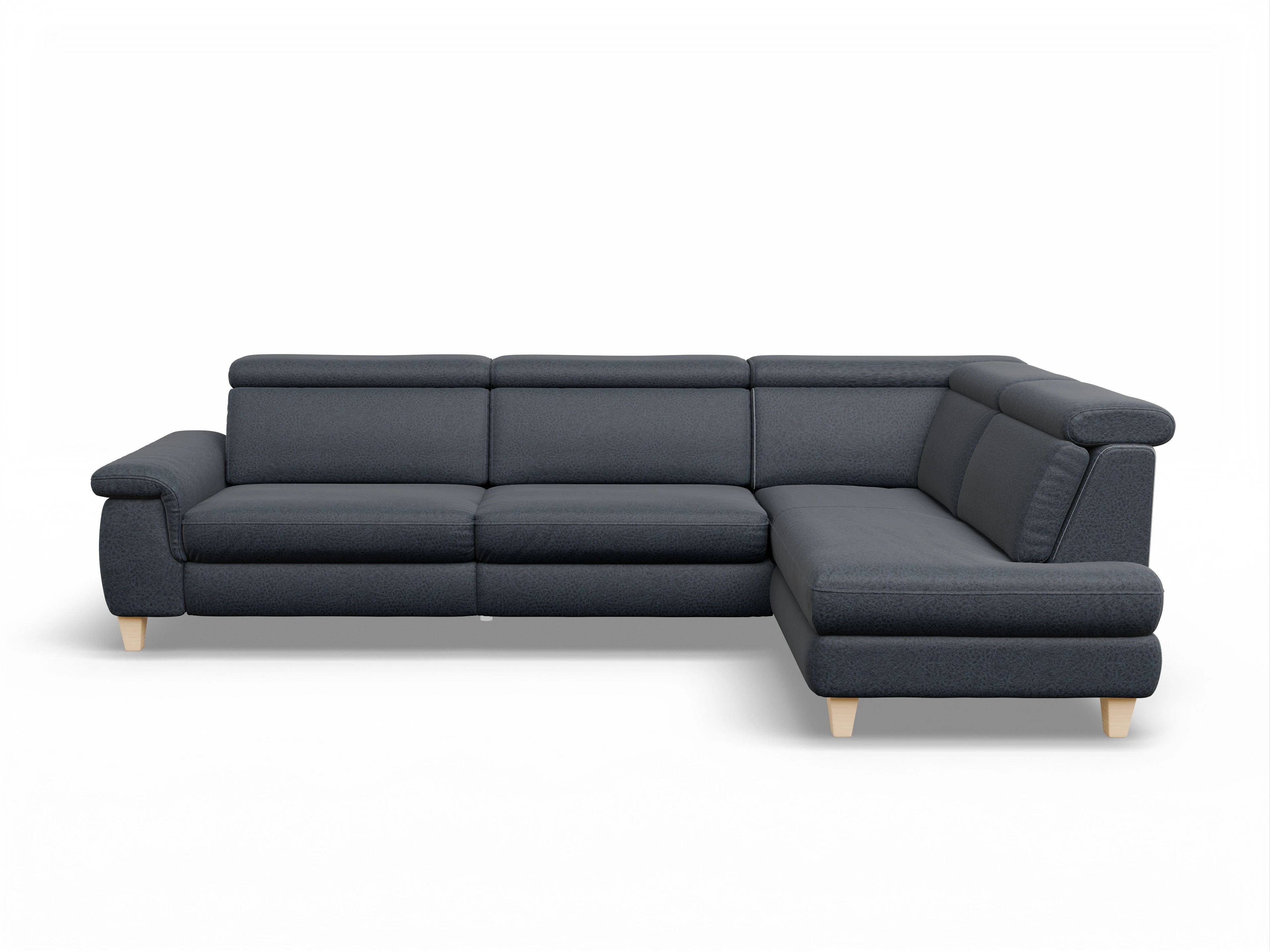 München KO Large R Ansicht des Produktes München Ecksofa rechts Abschluss offen in Stoff Blau