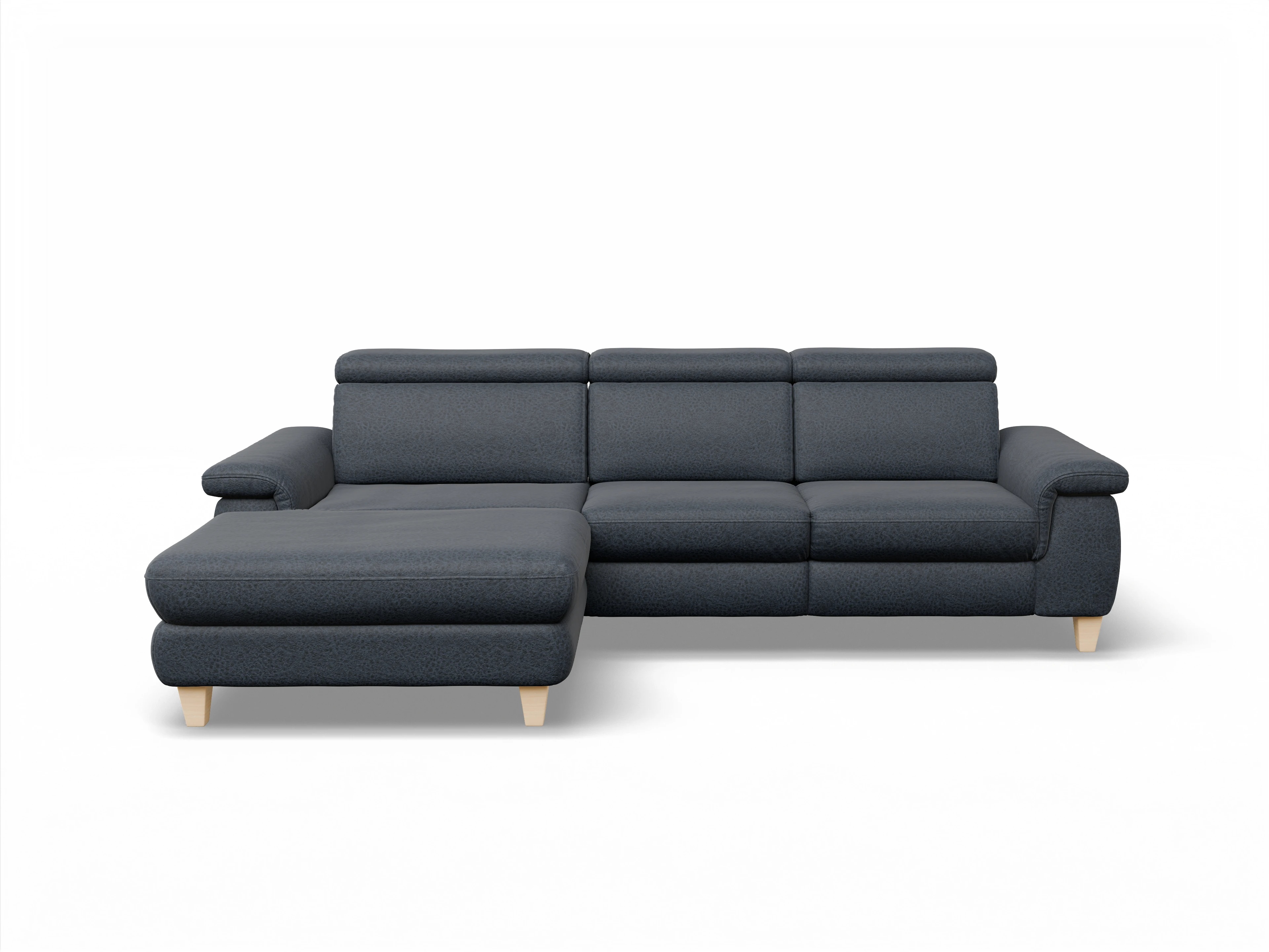 München LOgroß Medium L Ansicht des Produktes München Ecksofa links Abschluss offen in Stoff Blau