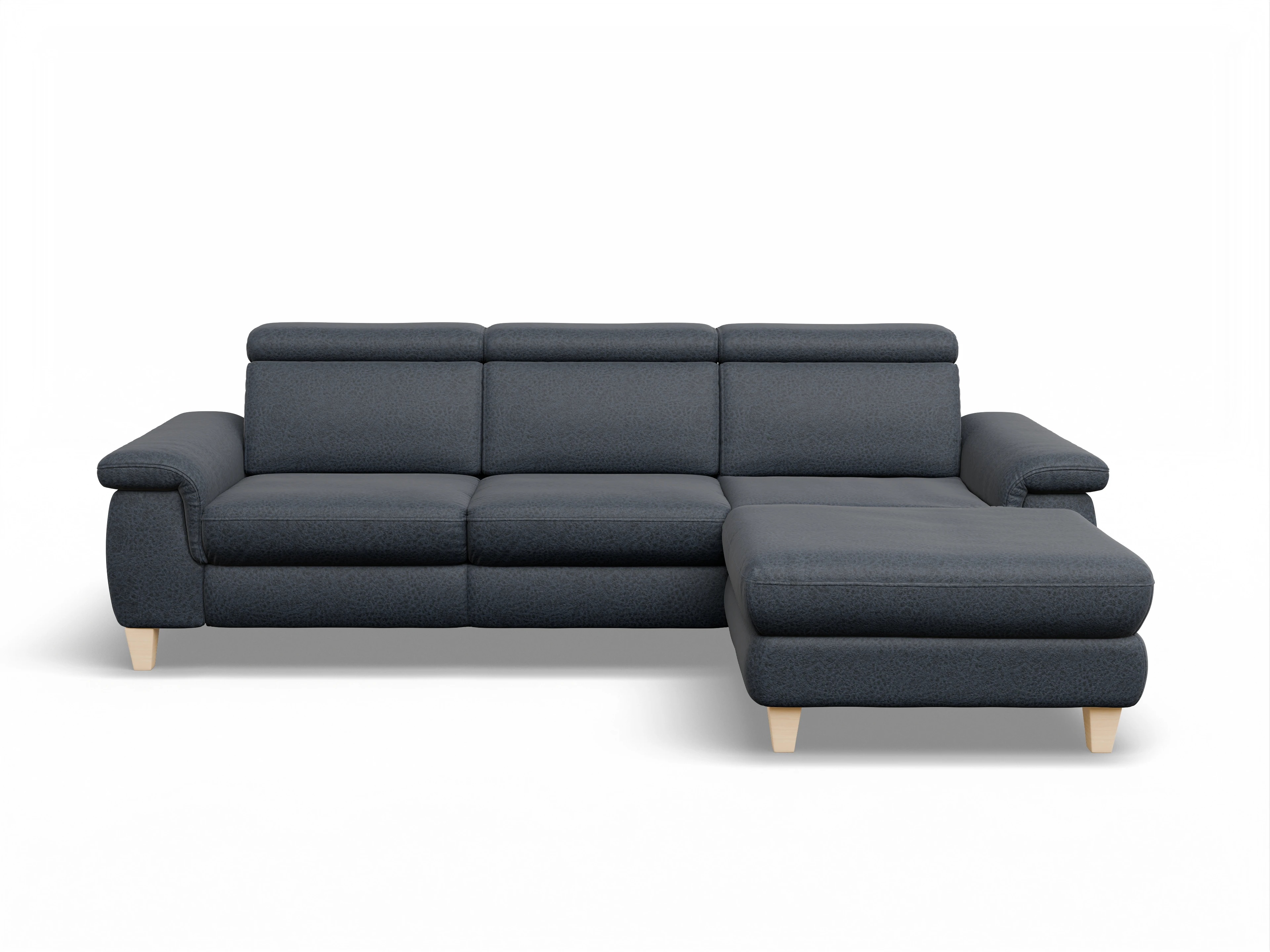 Ansicht des Produktes München Ecksofa rechts Abschluss offen in Stoff Blau