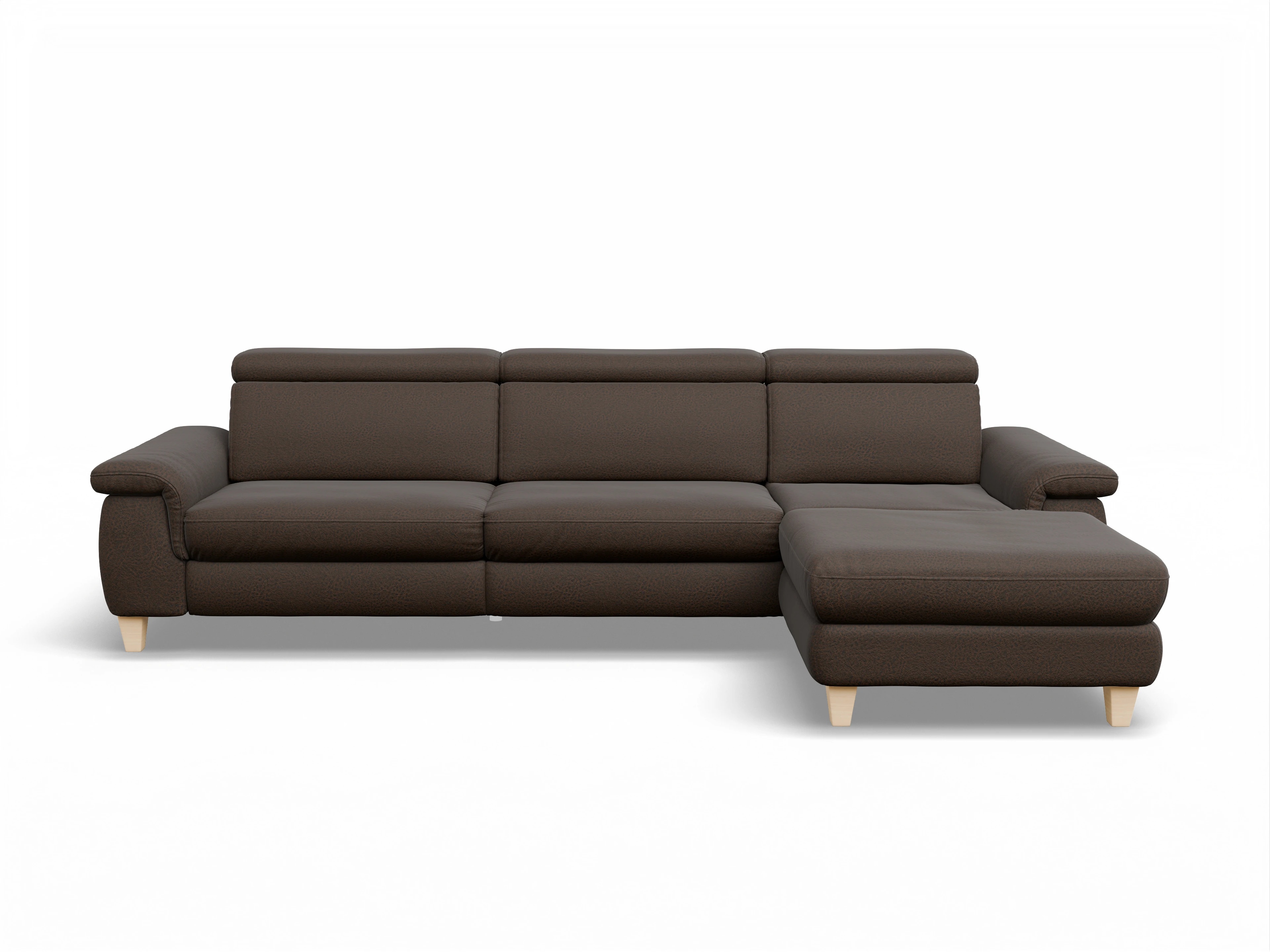 Ansicht des Produktes München Ecksofa rechts Abschluss offen in Stoff Braun