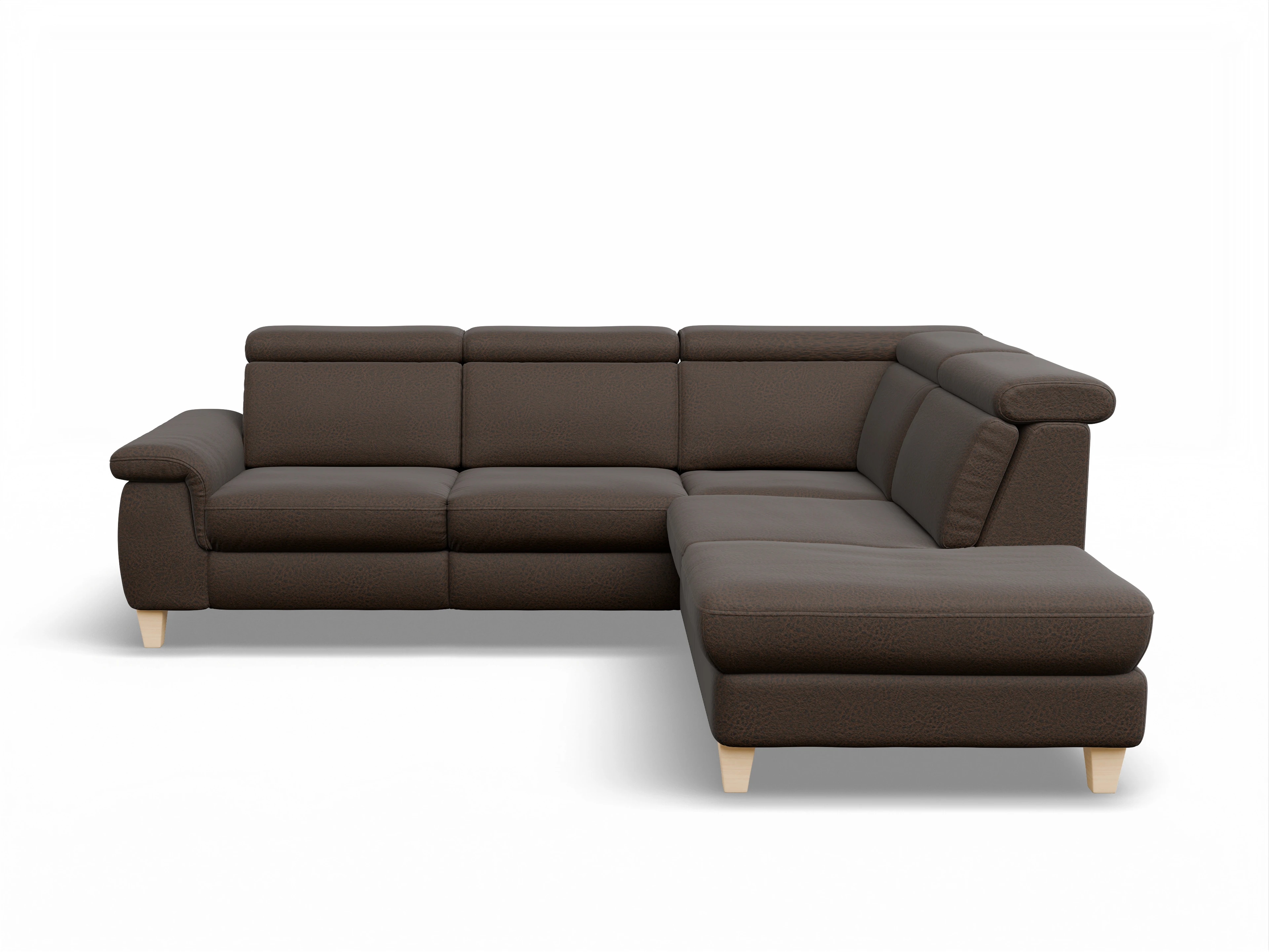 München 1AH WEkl Medium R Ansicht des Produktes München Ecksofa rechts Abschluss offen in Stoff Braun