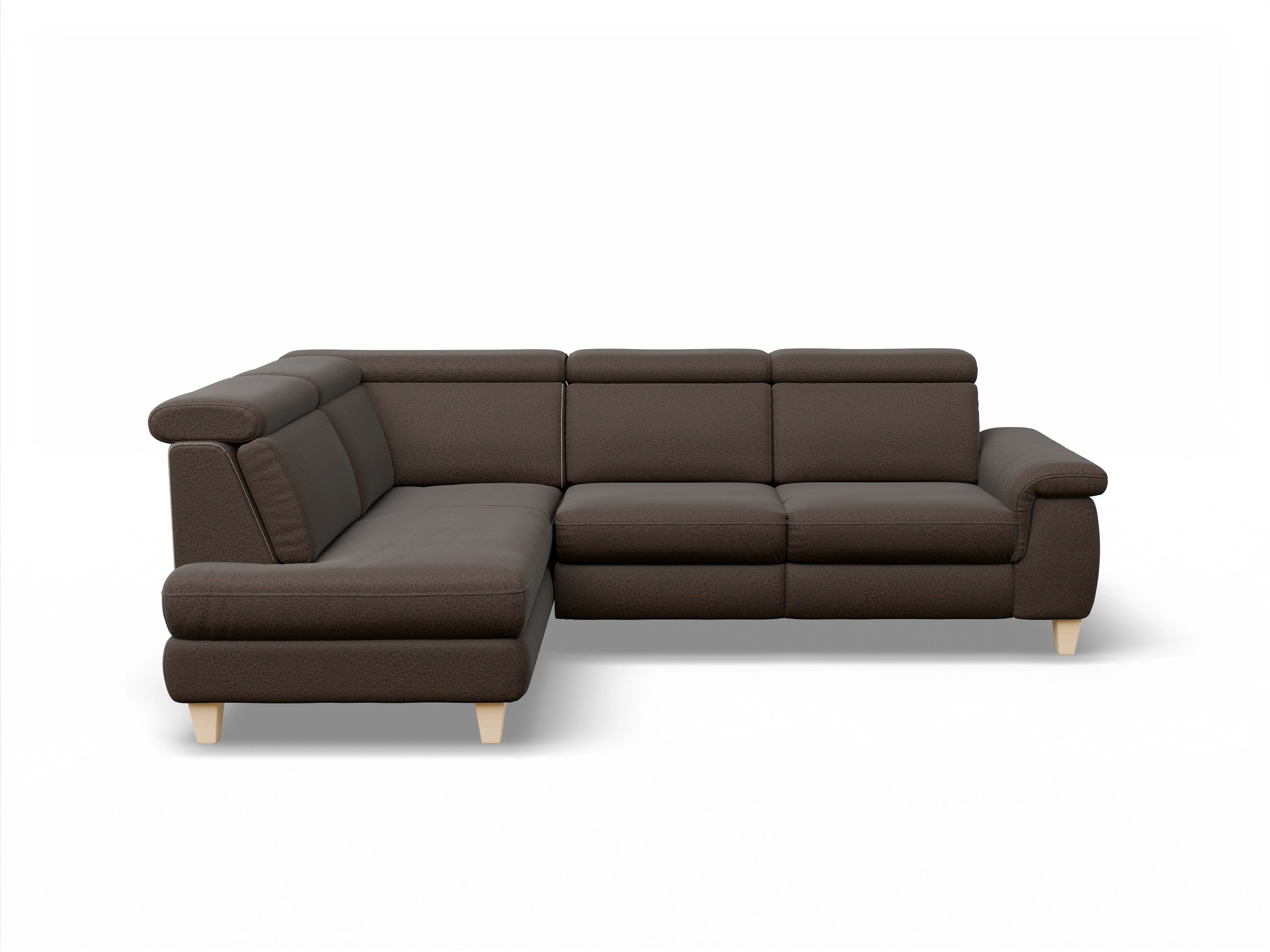 München KO Medium L Ansicht des Produktes München Ecksofa links Abschluss offen in Stoff Braun