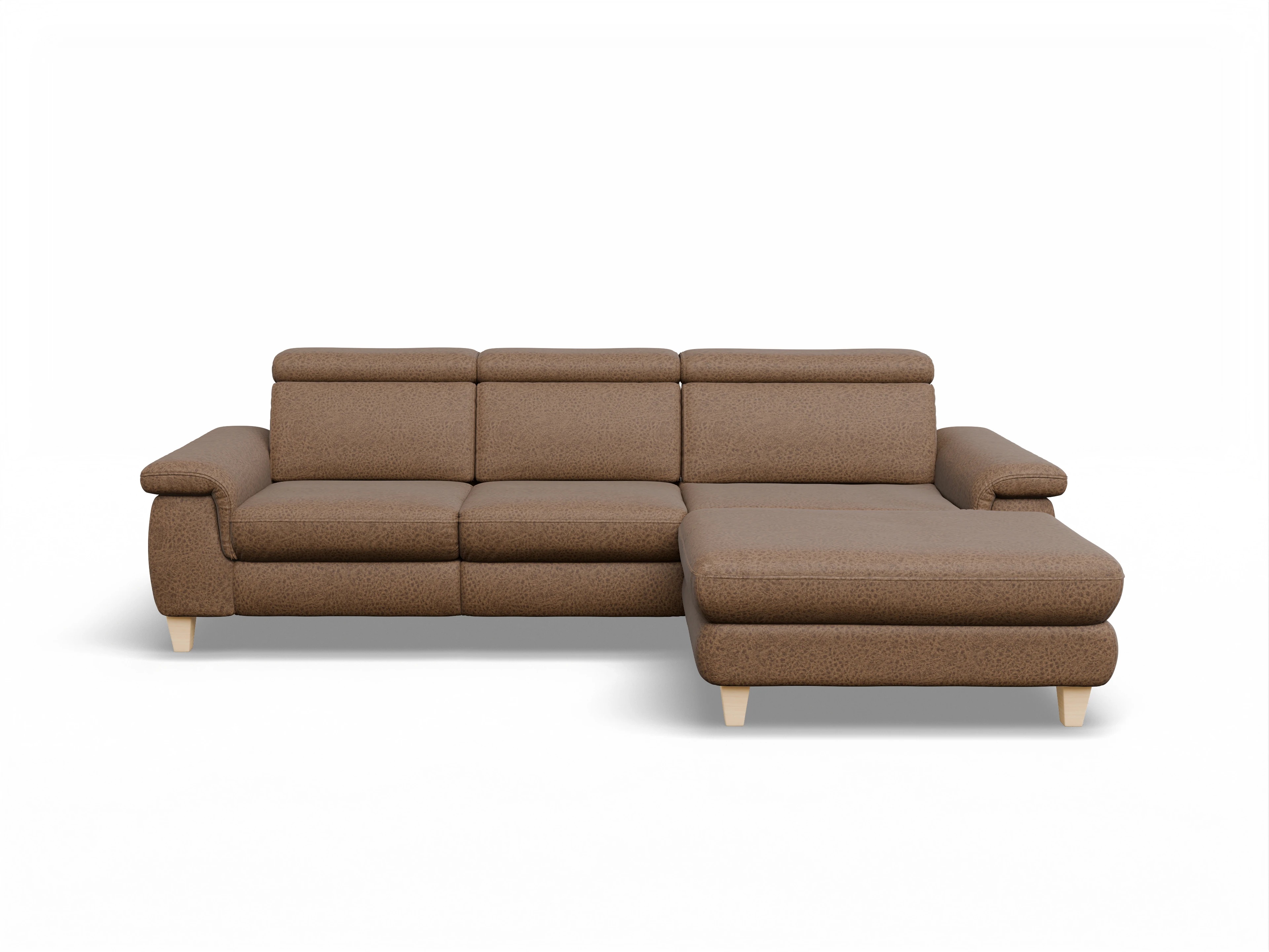 Ansicht des Produktes München Ecksofa rechts Abschluss offen in Stoff Braun