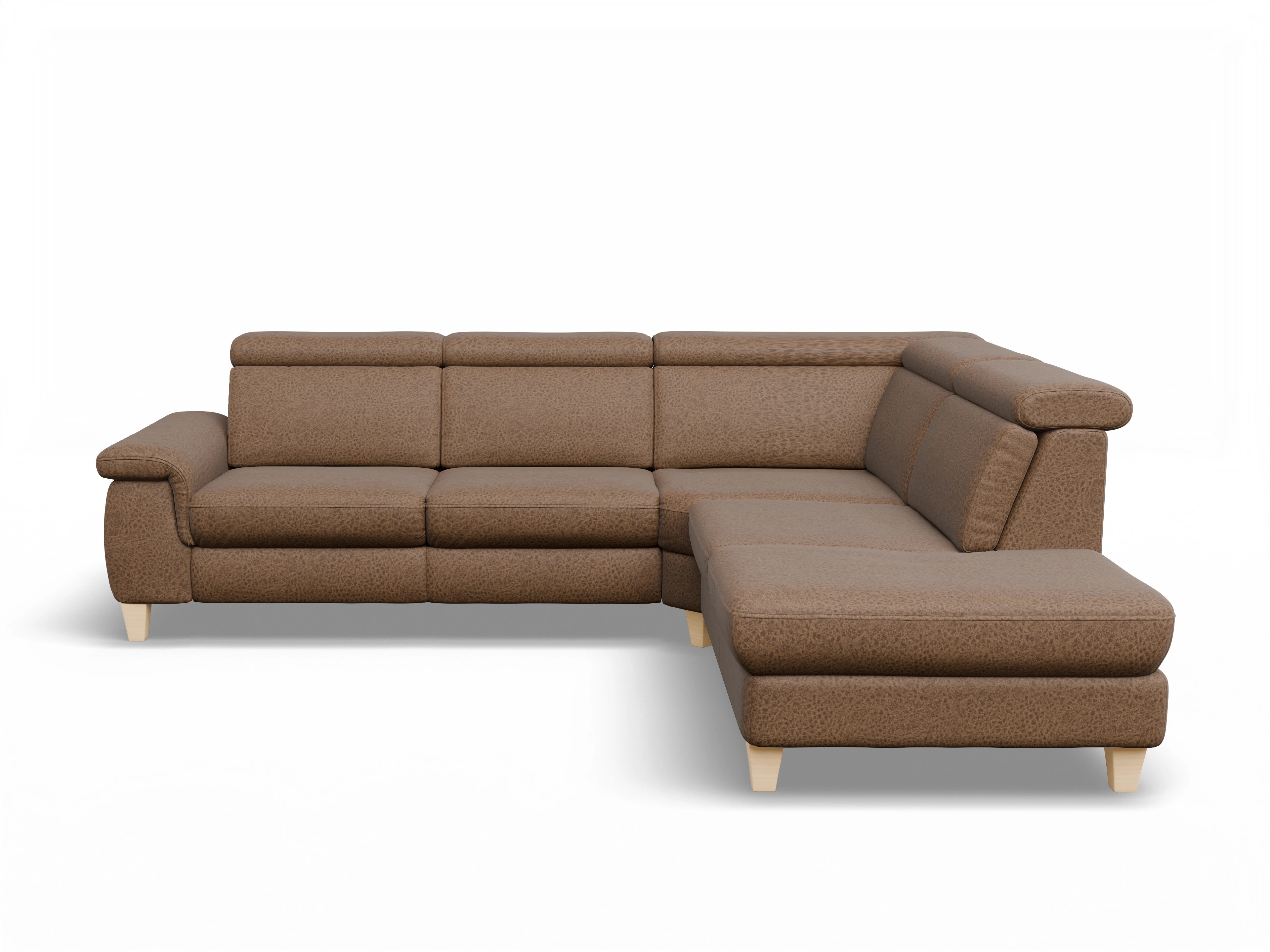 Ansicht des Produktes München Ecksofa rechts Abschluss offen in Stoff Braun
