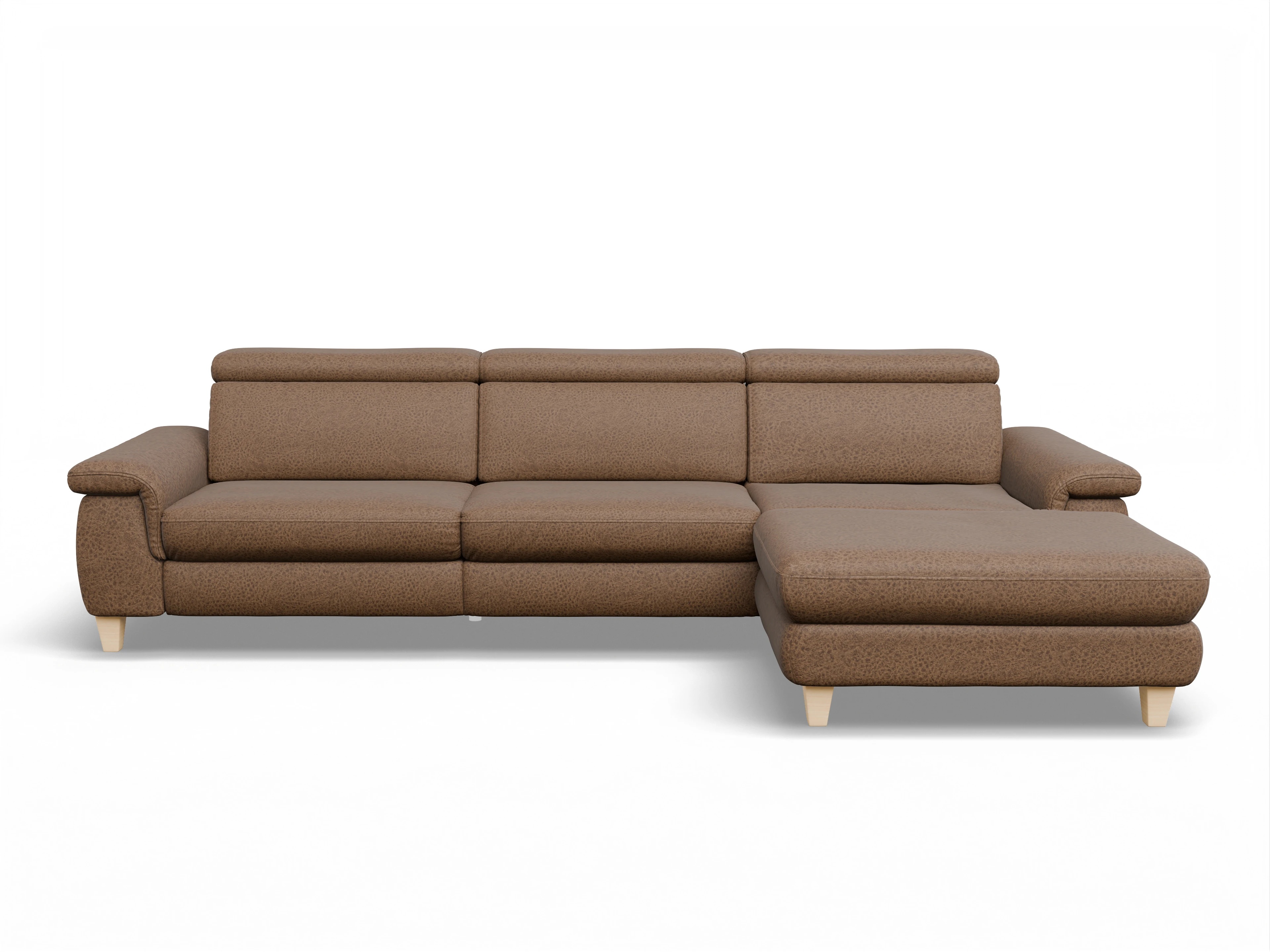 München LOgroß Large R Ansicht des Produktes München Ecksofa rechts Abschluss offen in Stoff Braun