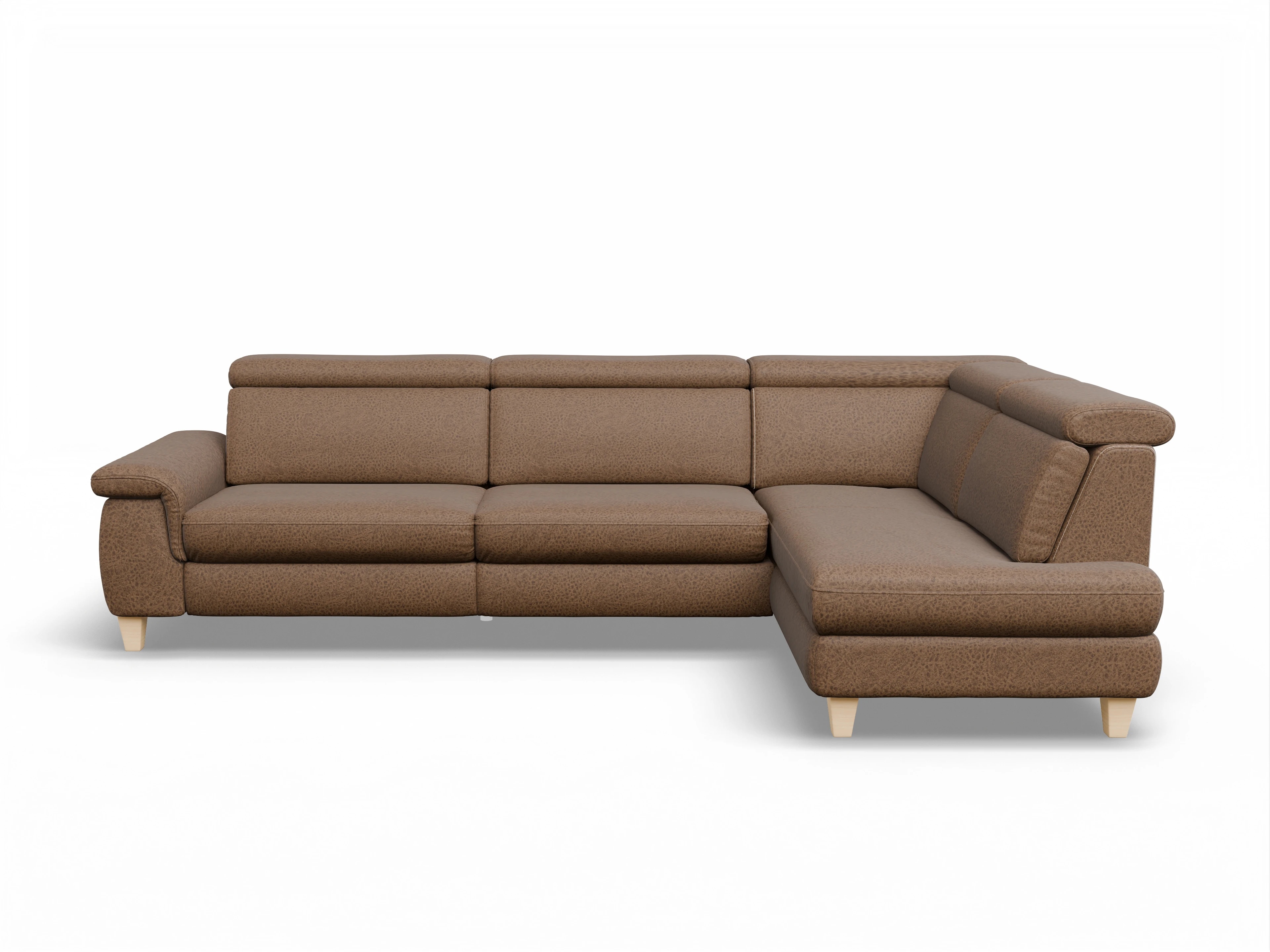 Ansicht des Produktes München Ecksofa rechts Abschluss offen in Stoff Braun