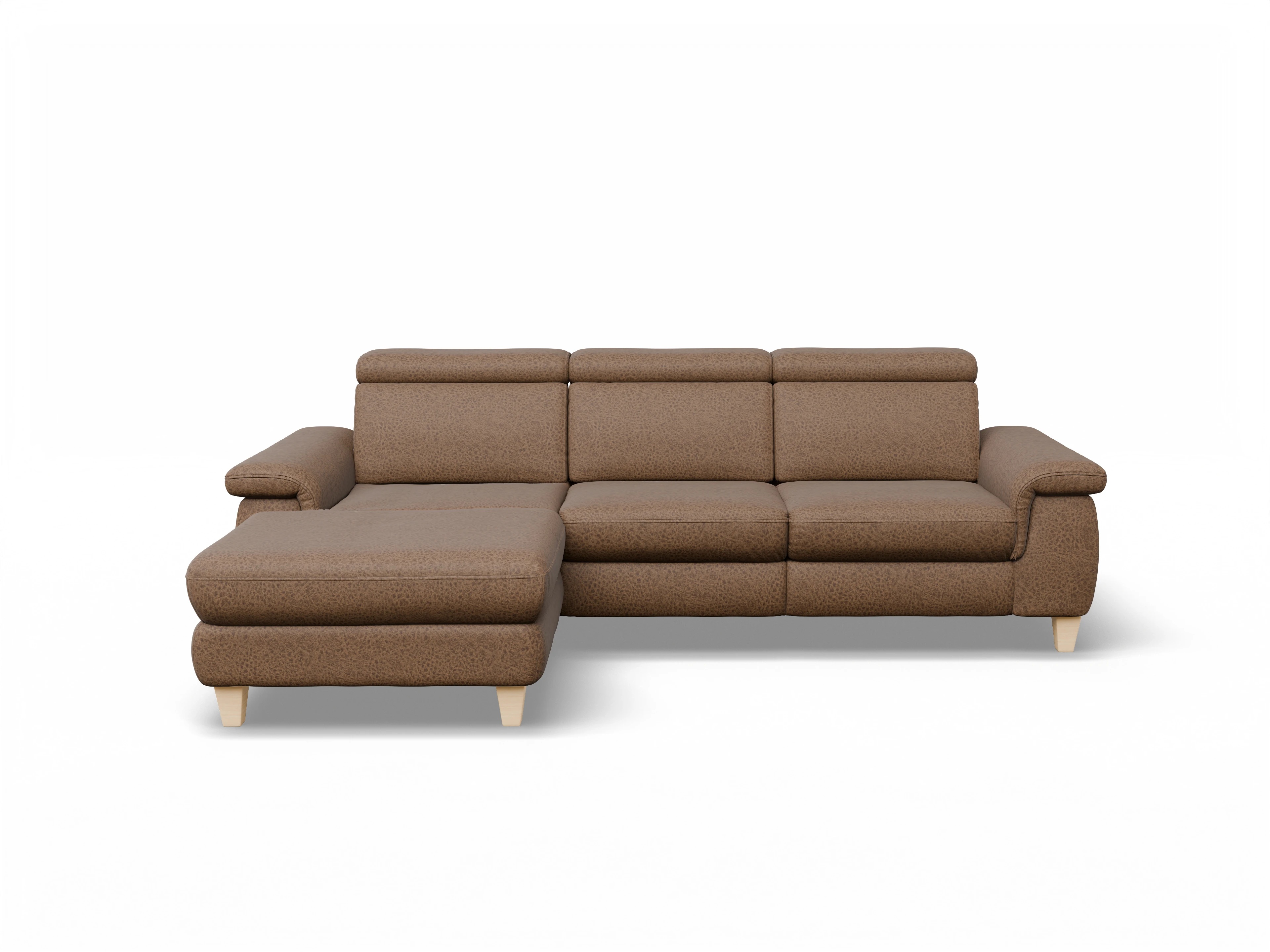 München LO Medium L Ansicht des Produktes München Ecksofa links Abschluss offen in Stoff Braun