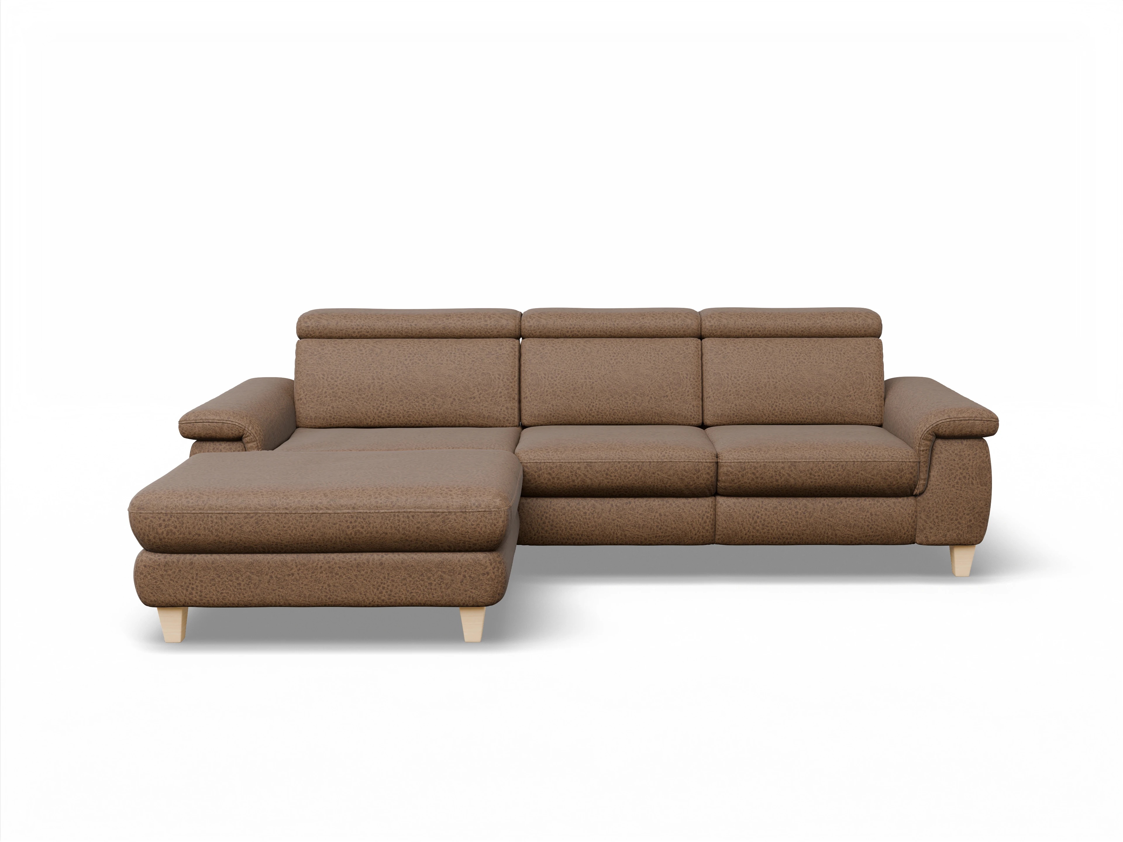 München LOgroß Medium L Ansicht des Produktes München Ecksofa links Abschluss offen in Stoff Braun