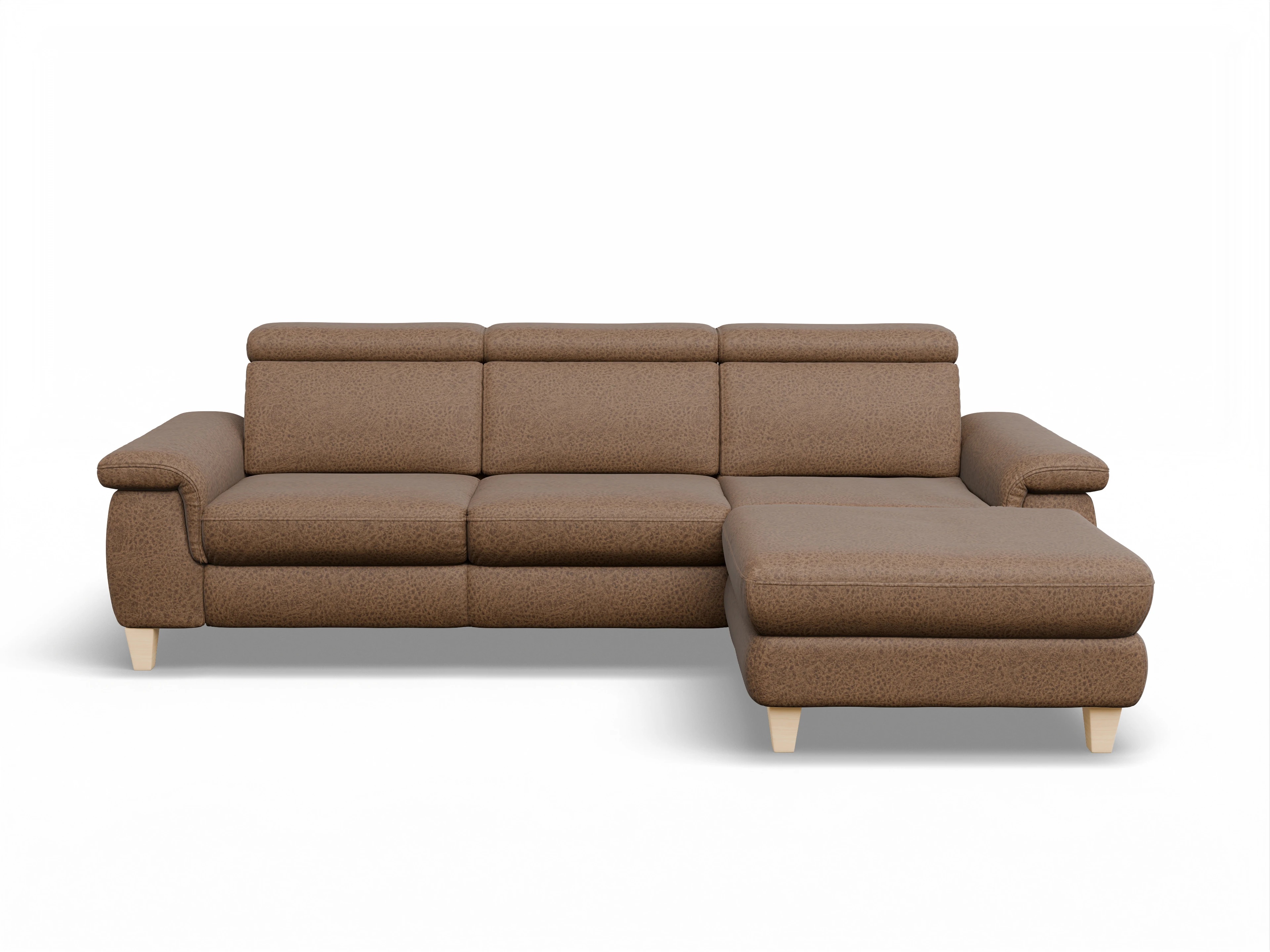 Ansicht des Produktes München Ecksofa rechts Abschluss offen in Stoff Braun