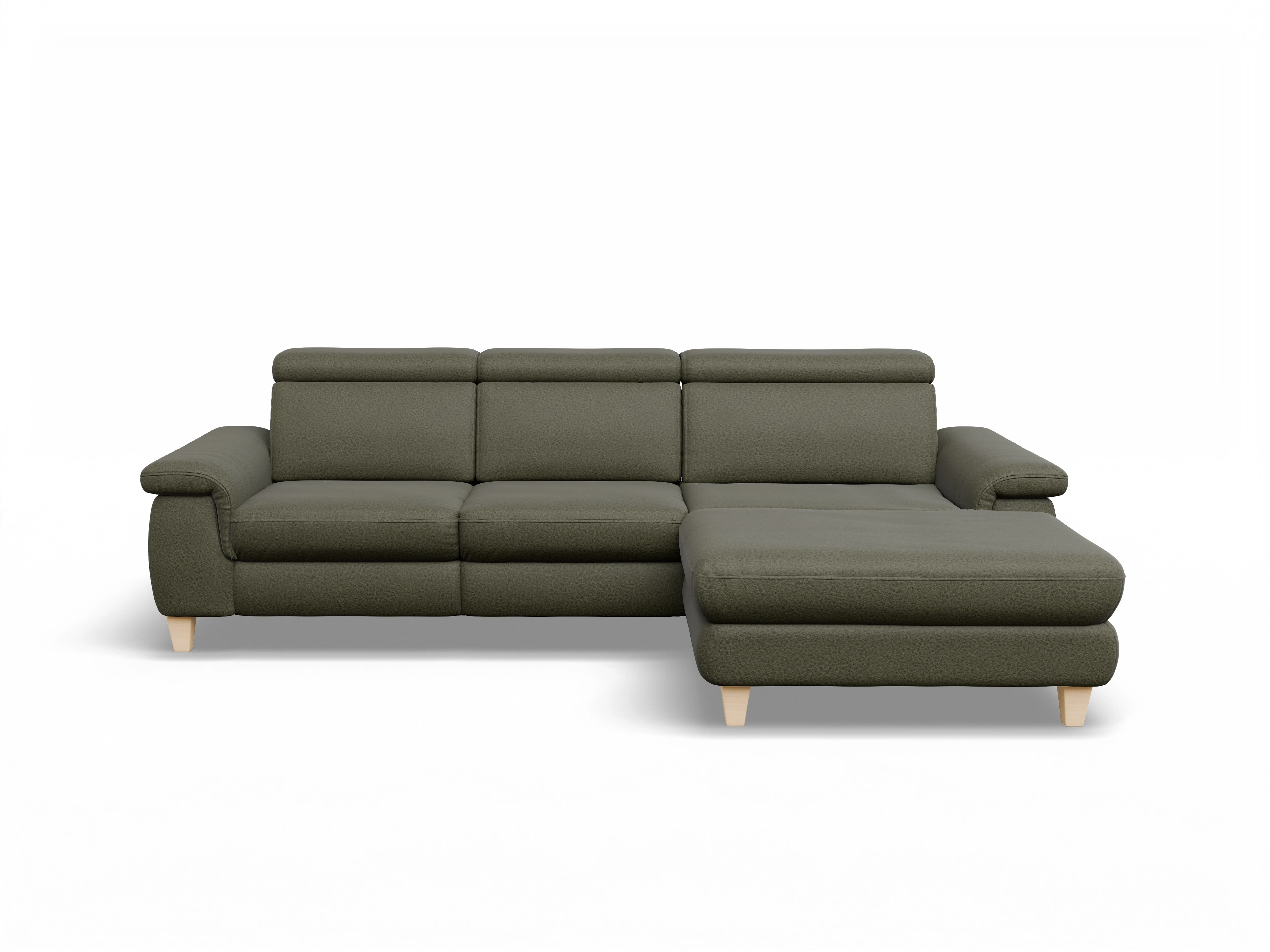 München LOgroß Medium R Ansicht des Produktes München Ecksofa rechts Abschluss offen in Stoff Grün