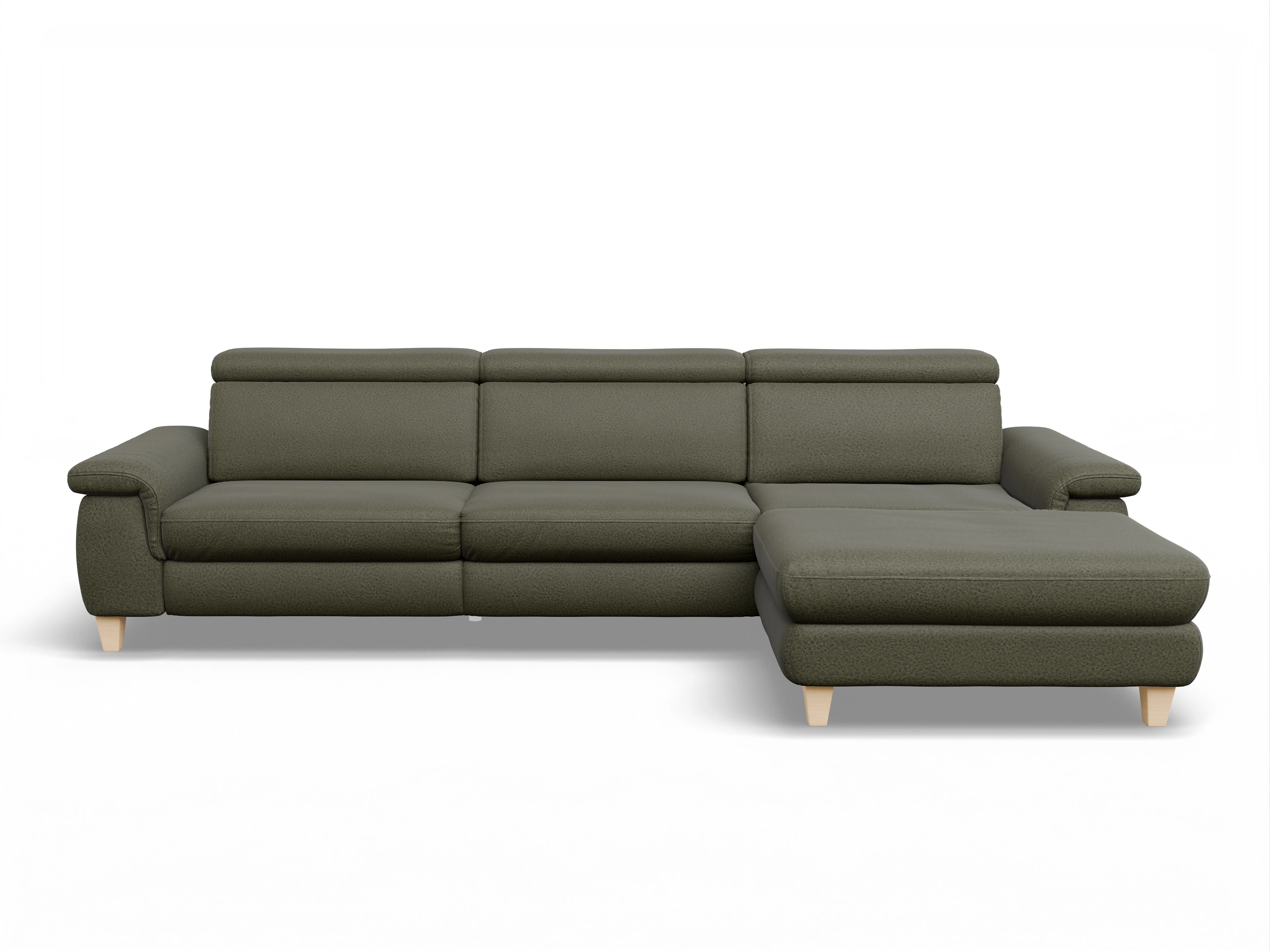 Ansicht des Produktes München Ecksofa rechts Abschluss offen in Stoff Grün