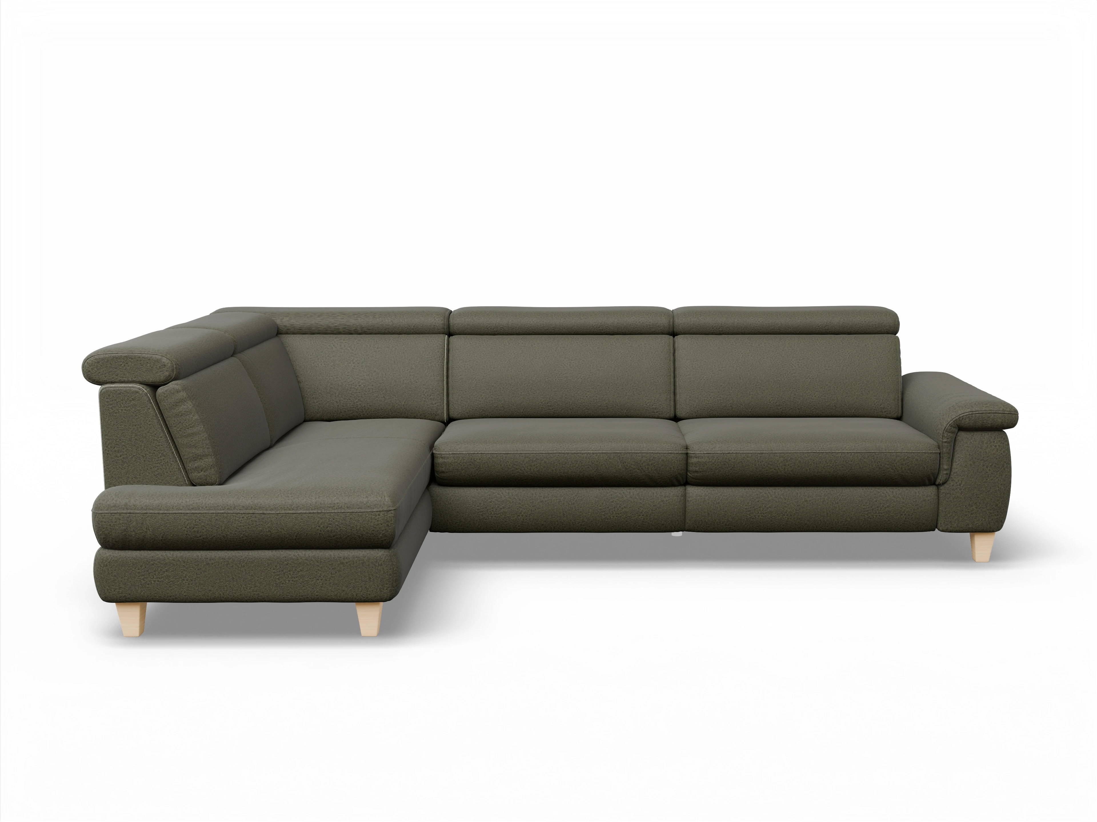 München KO Large L Ansicht des Produktes München Ecksofa links Abschluss offen in Stoff Grün