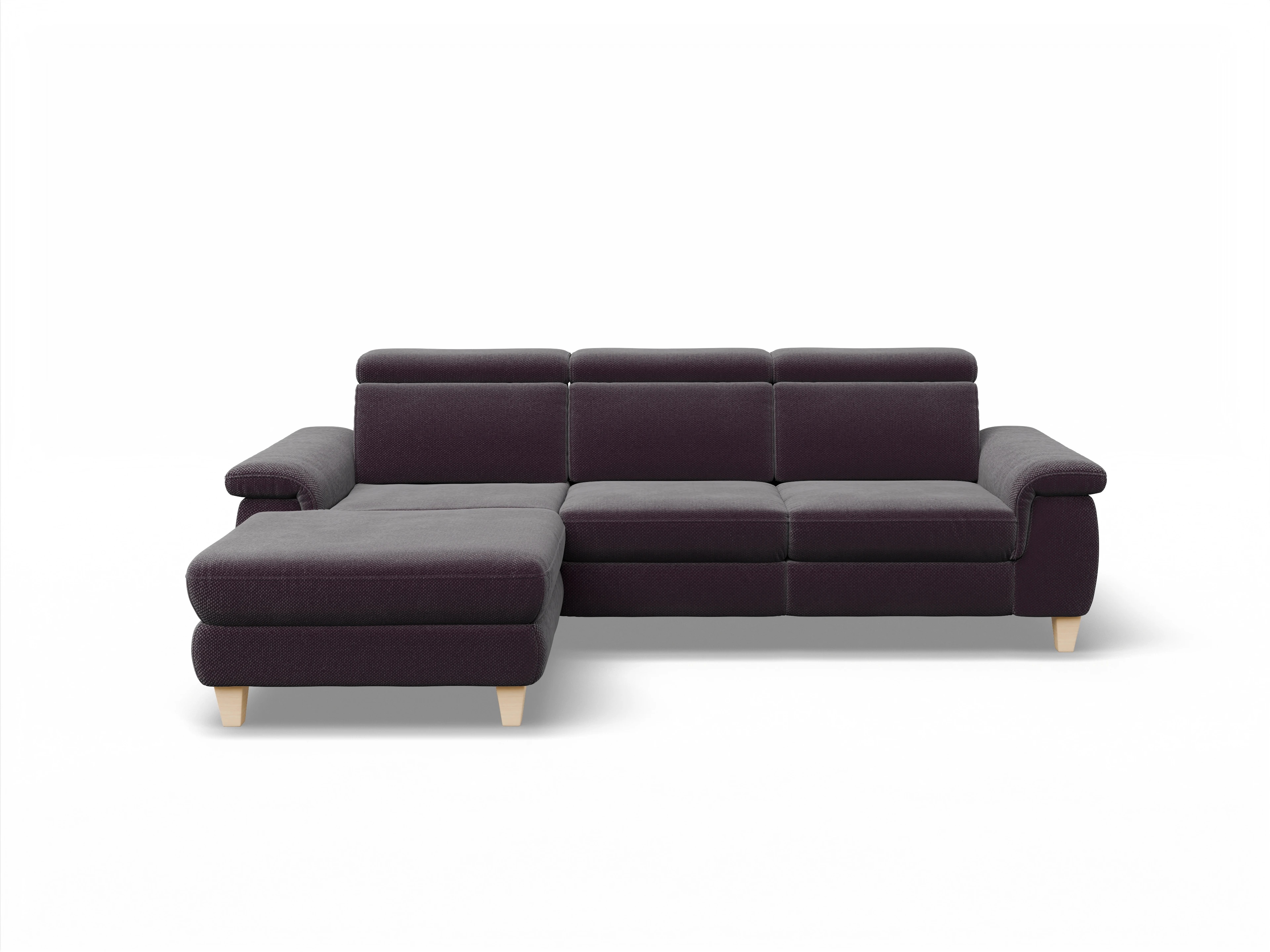 Ansicht des Produktes München Ecksofa links Abschluss offen in Stoff Rot